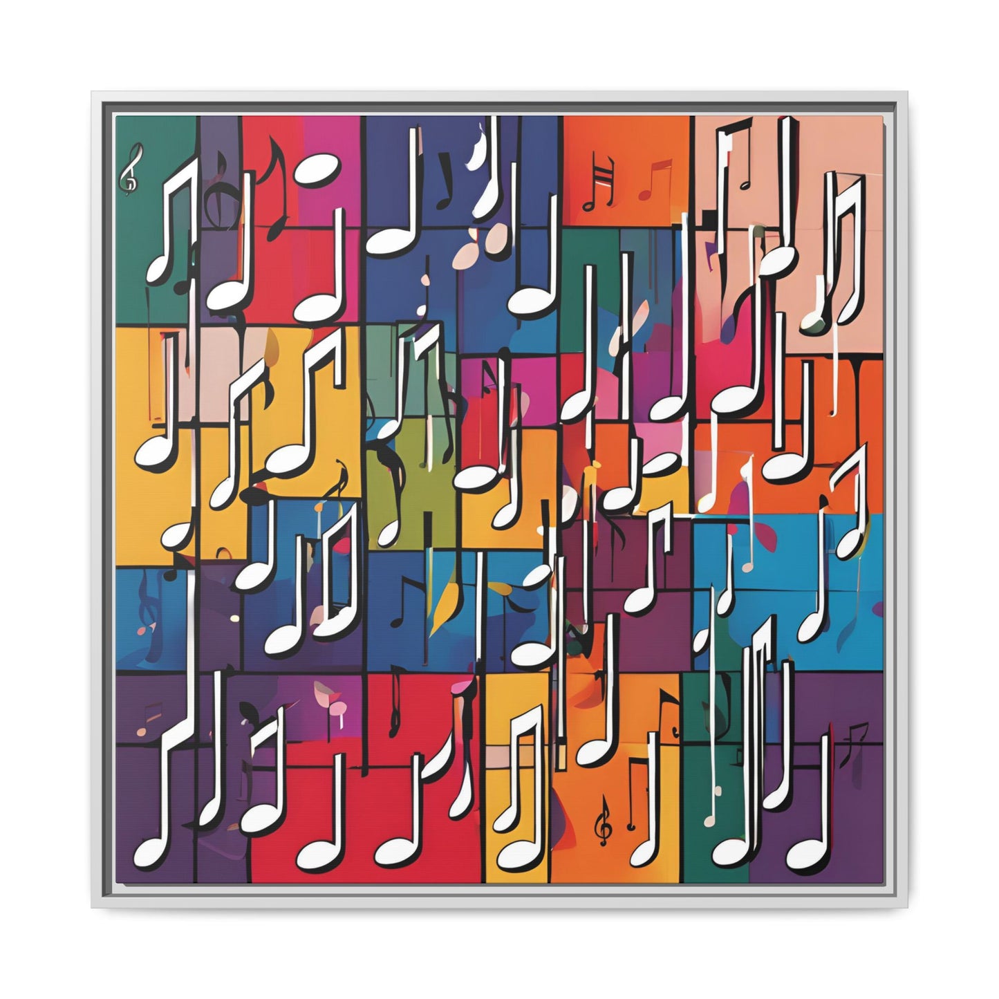 Modern Music-Themed Print Abstract Design Unique Framed Canvas Print Treble Clef Note Wall Art Music Lover Gift Decor 3 frame colors