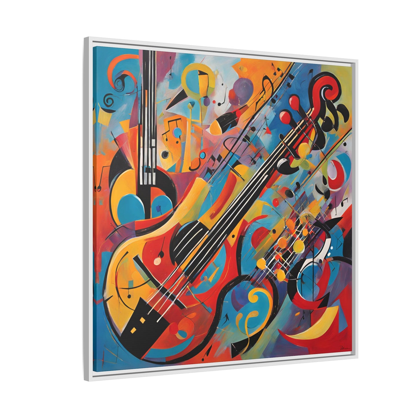 Modern Music-Themed Print Abstract Design Unique Framed Canvas Print Guitar Wall Art Music Lover Gift Decor 3 frame colors