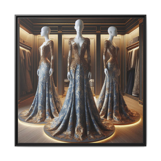 Fashion Formal Runway Dress Framed Canvas Print Wall Art Unique Fashion Designer Style Haute Couture Fashionista Gift Decor 3 Frame Colors