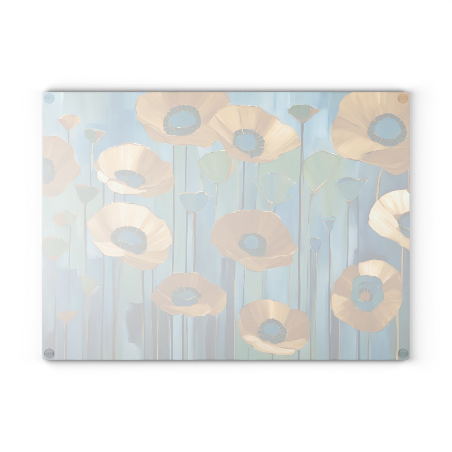 Kitchen Decor Glass Cutting Board Serving Tray with Field of Flowers Pattern Cutting Board Gift for Home Cook Charcuterie Board