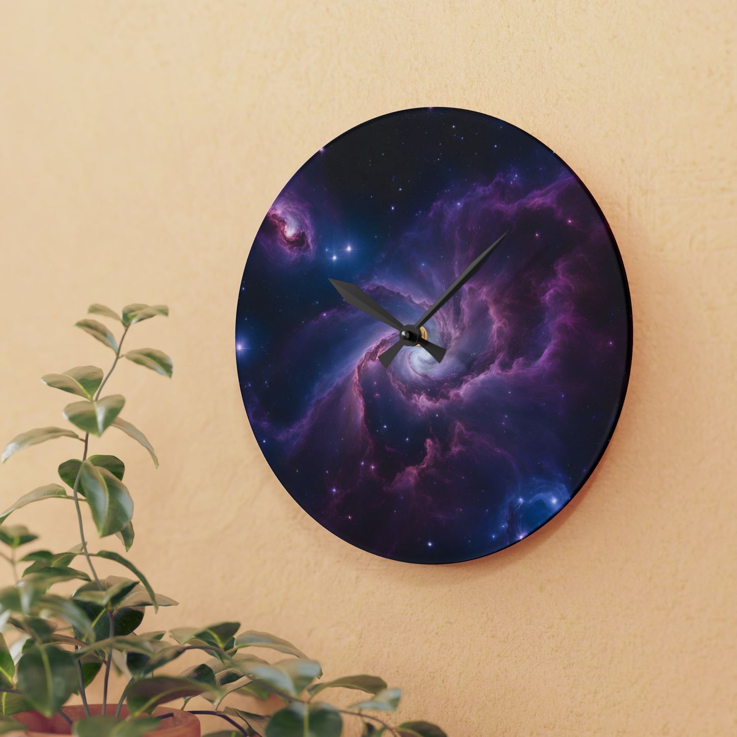 Celestial Deep Space Galaxy Design Acrylic Office Clock Unique Colorful Wall Clock for Kitchen or Living Room Outerspace Image Sci-Fi Gift