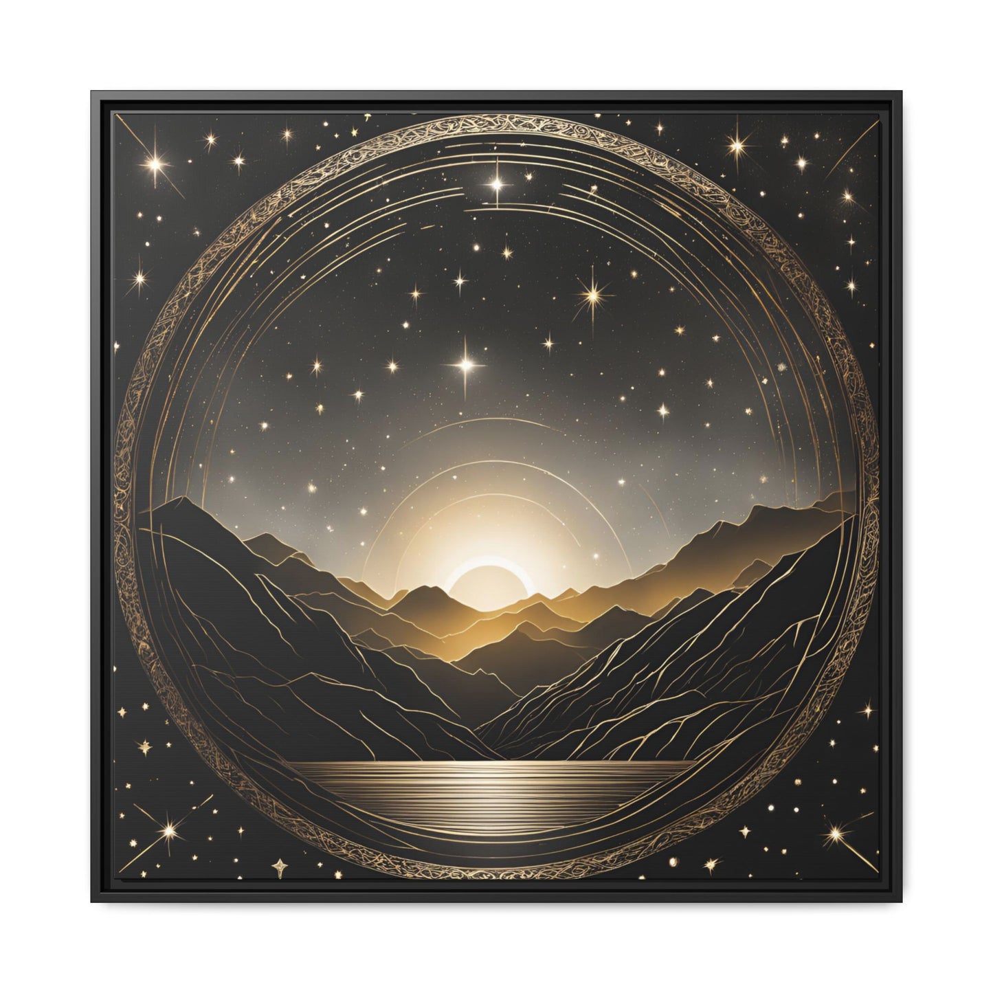 Boho Celestial Design Unique Framed Canvas Wall Art Sun and Stars Astrological Gift Nature Lover Gift Astronomy Gift 3 frame color choices