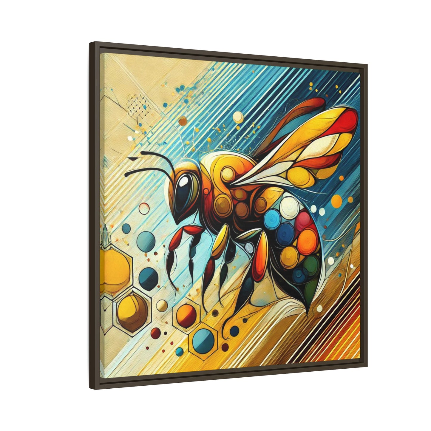 Modern Bee Print Abstract Design Unique Framed Canvas Print Insect Lover Wall Art Animal Lover Gift Nature Lover Decor 3 frame colors