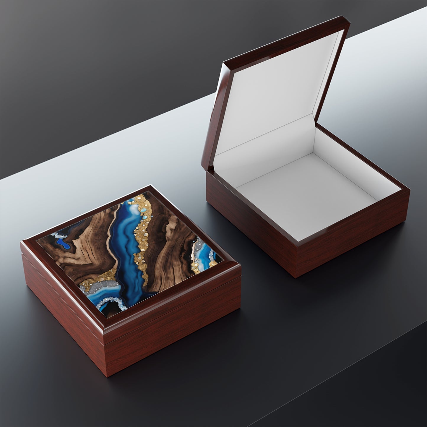 Unique Art Print Design Jewelry Box Trinket Box Bedroom Dresser Decor Vanity Gift Box - 3 colors to choose from