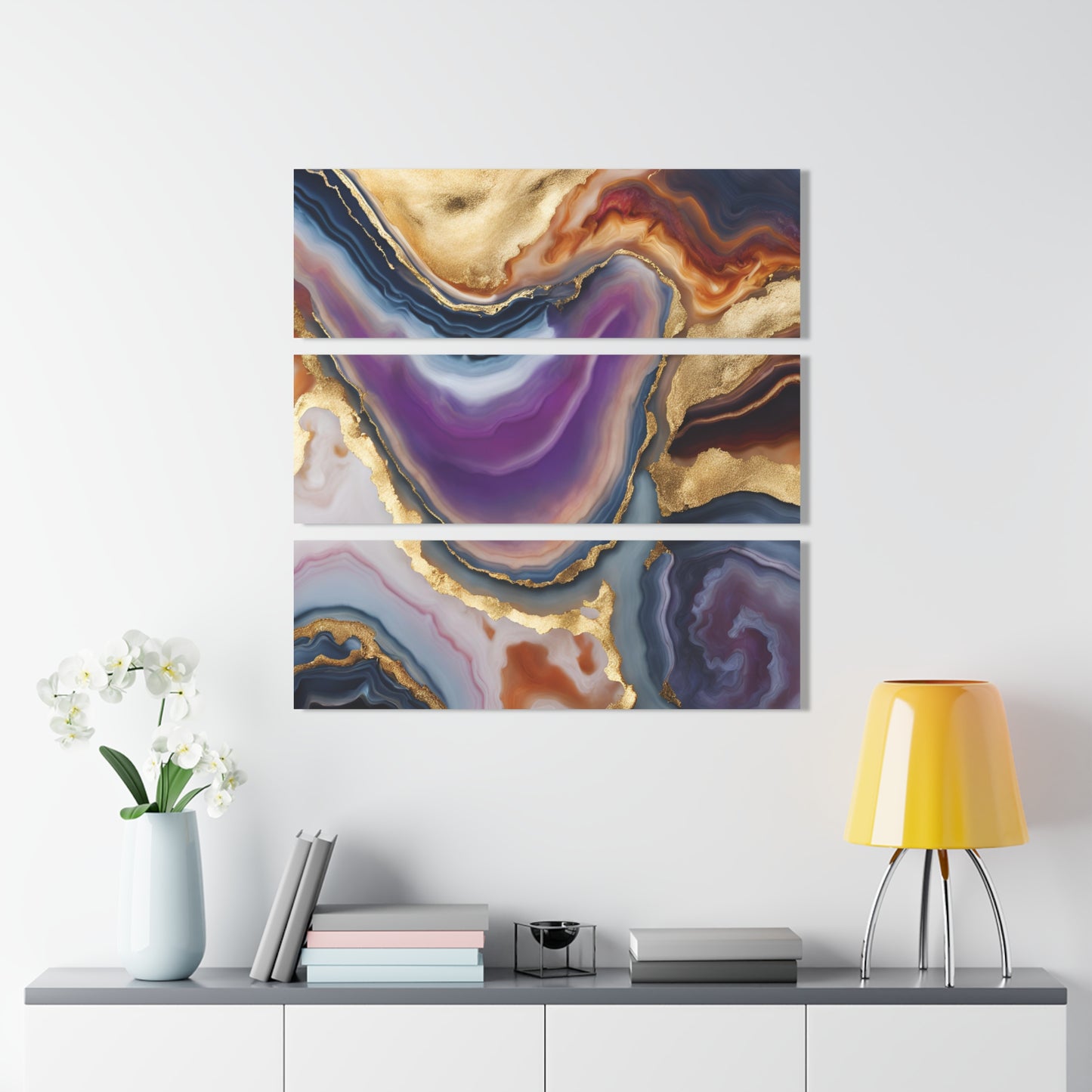 Stunning Agate Design Triptych Acrylic Print Wall Art Nature Lover Gift Geology Rock Lover Gift