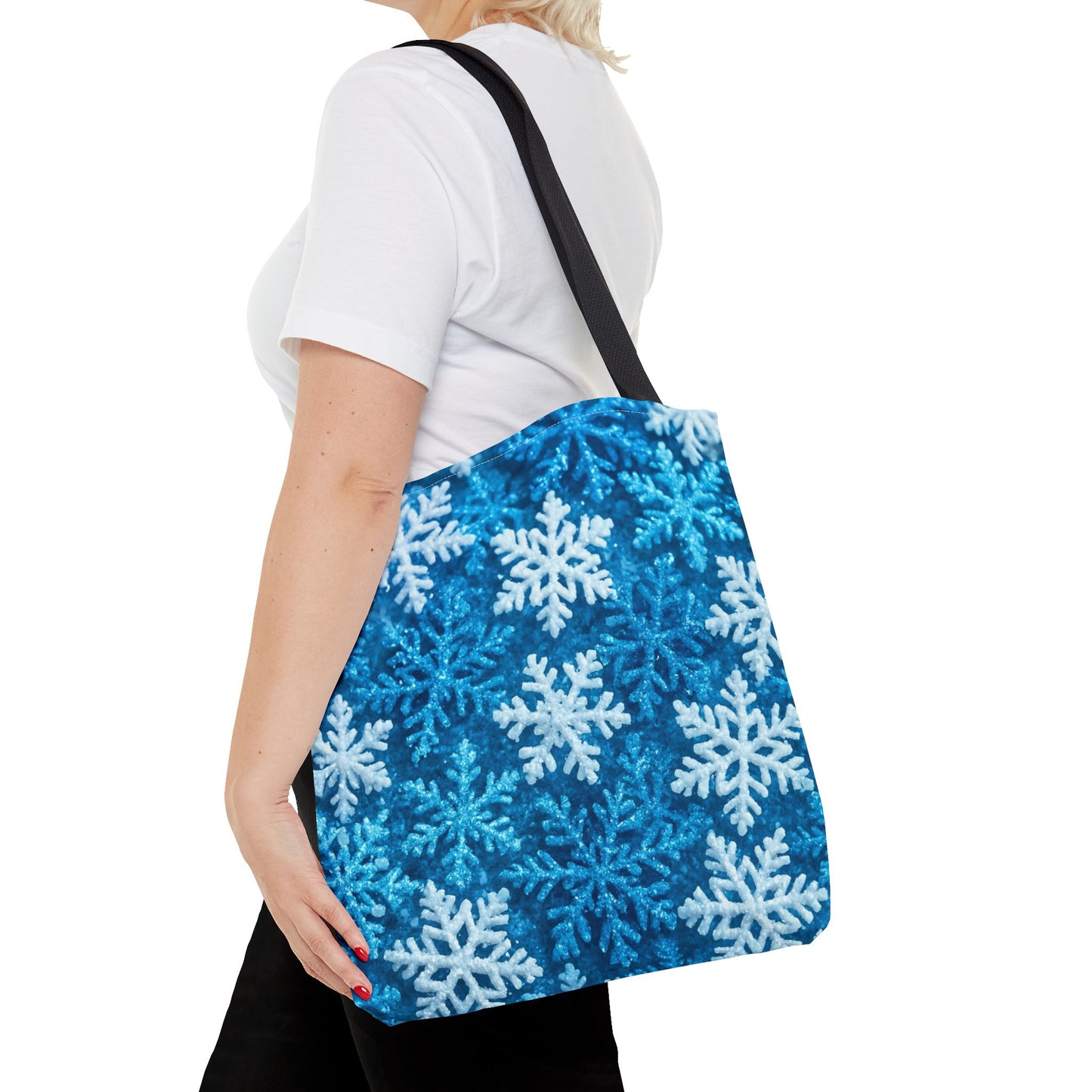 Snowflake Christmas Tote Bag Holiday Cheer Gift Glam Winter Accessory Reusable Winter Tree Shopping Bag Xmas Joy Gift Unisex Bag for Him Her