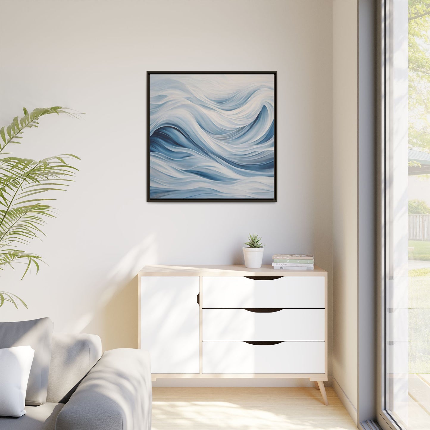 Modern Abstract Wave Design Unique Framed Print Canvas Wall Art Ocean Beach Gift Nature Lover Gift Underwater Sea Lover Gift 3 frame colors