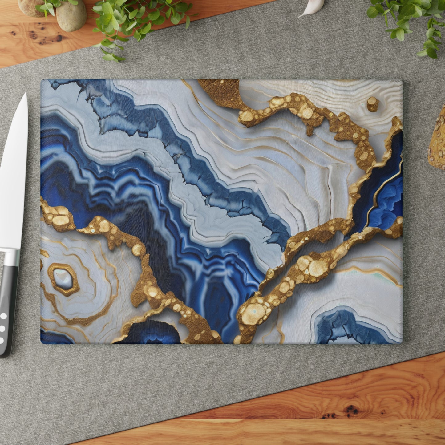 Kitchen Decor Glass Geode-Themed Image Unique Rock Lover Cutting Board Serving Tray Home Cook Gift Colorful Glass Charcuterie Board