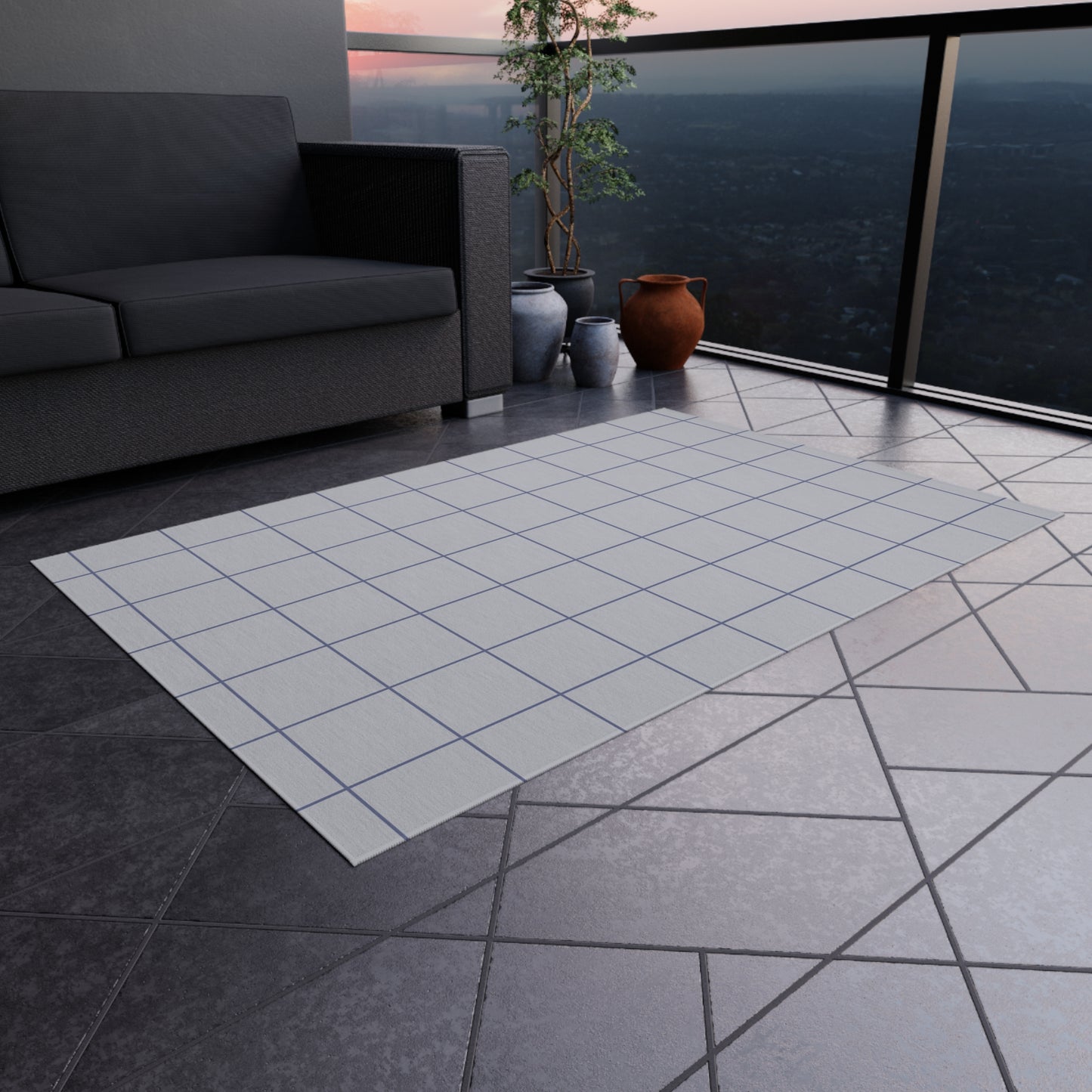 Chenille Outdoor Rug with No-Skid Backing Cozy Grey Outdoor Carpet Patio Decor Gazebo Rug Pool Area Decor Outdoor Kitchen Carpet