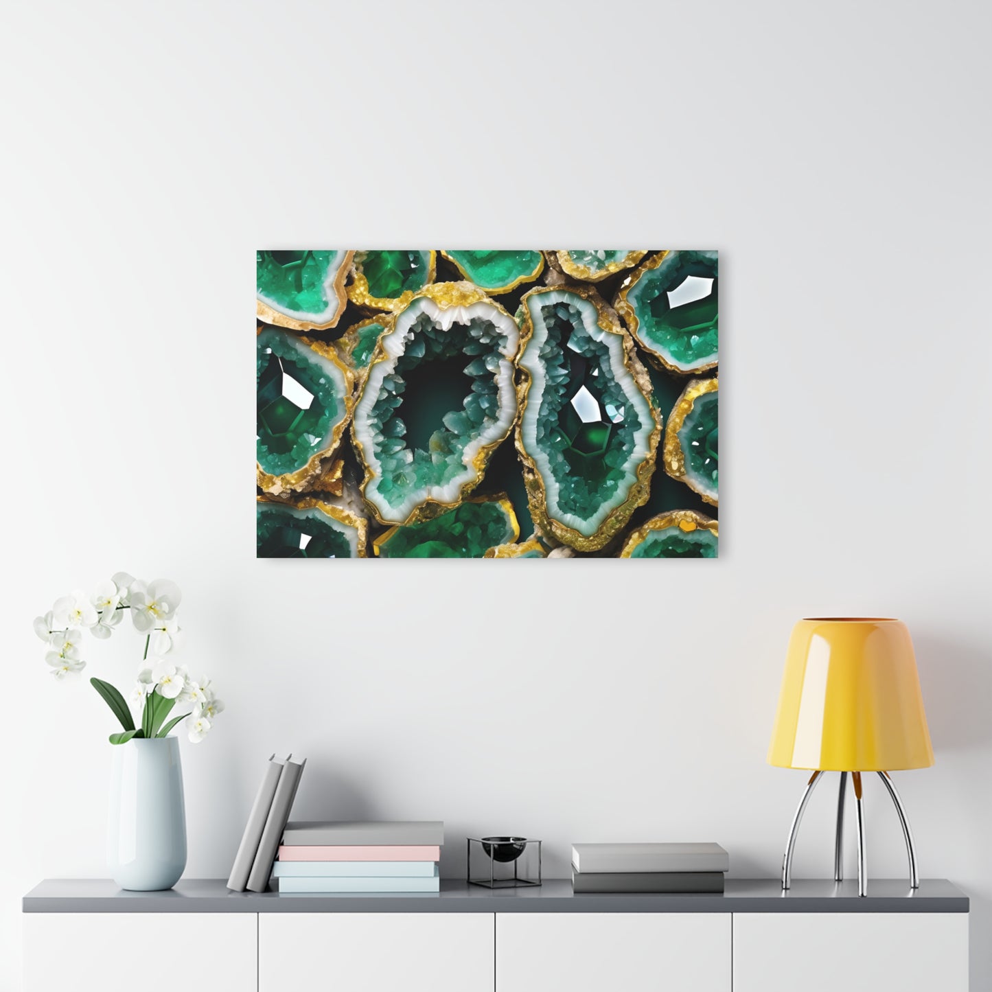 Large Geode-Inspired Design Acrylic Print with French Cleat Agate Marble-look Nature Wall Art Rock Lover Relaxing Artwork Modern Home Decor
