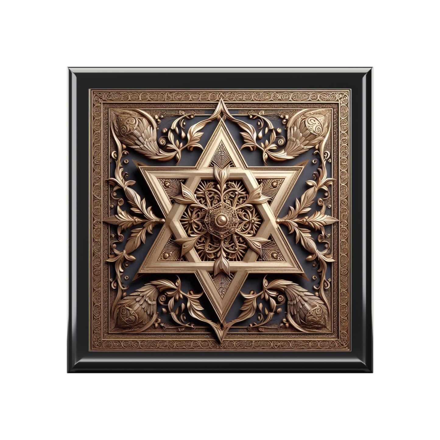 Elegant Star of David Wood Jewelry Box Handcrafted Holiday Trinket Rustic Keepsake Gift for Him Her Festive Vanity Storage Hanukkah Decor