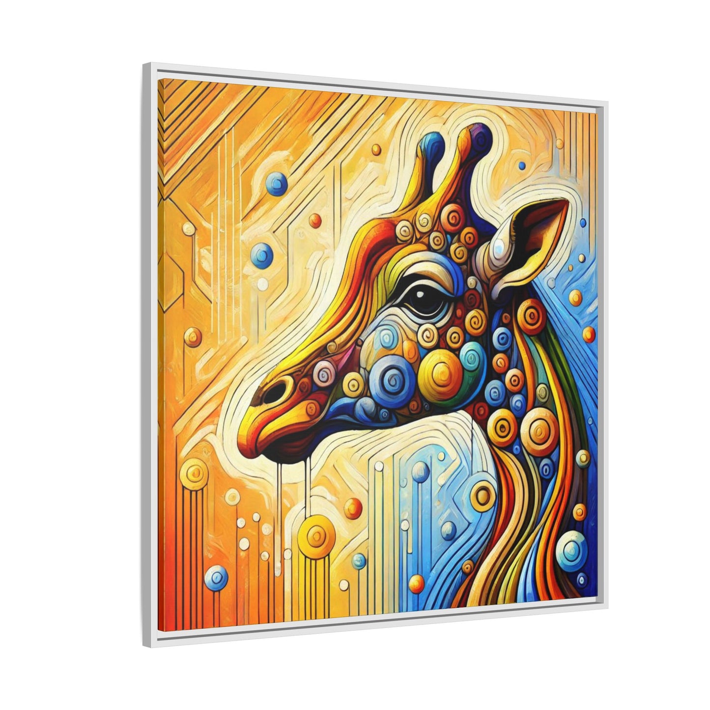 Modern Giraffe Print Abstract Design Unique Framed Canvas Print African Wall Art Animal Lover Gift Nature Lover Decor 3 frame colors