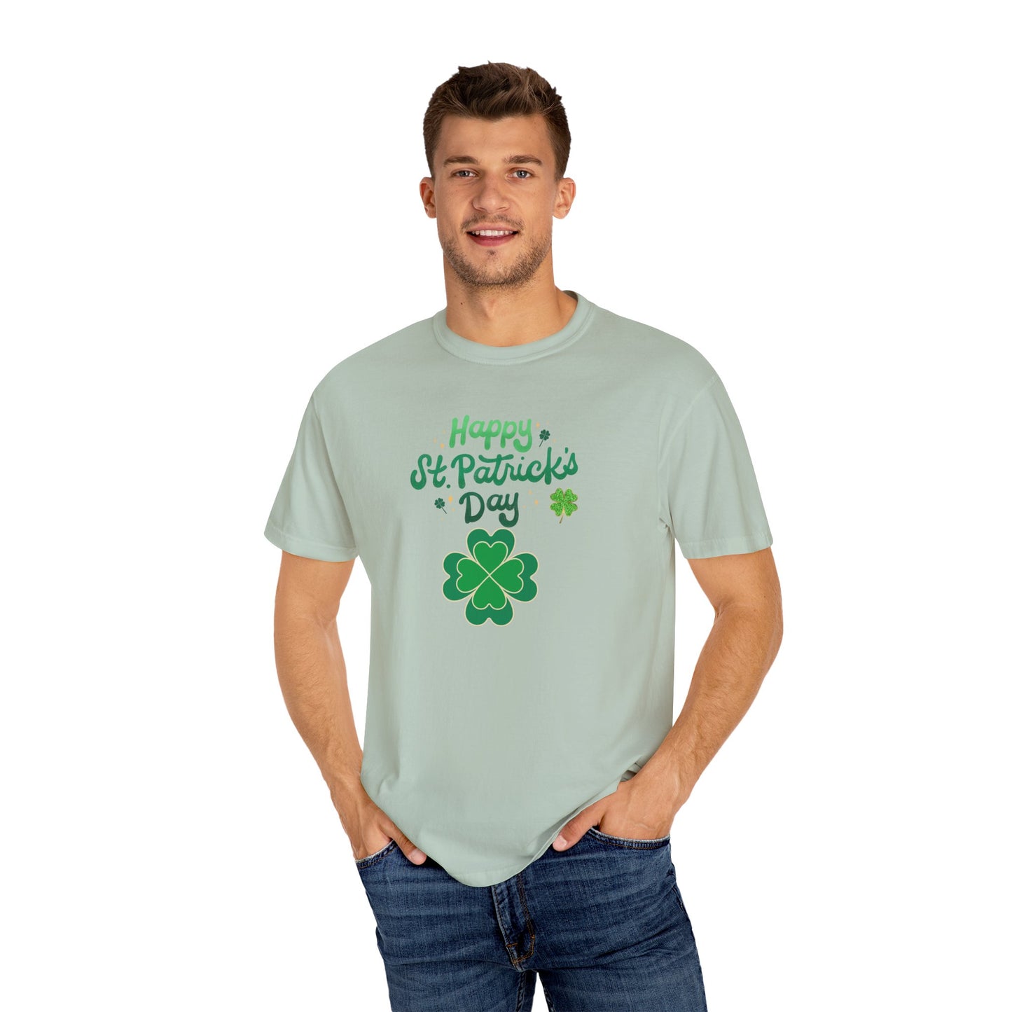 St. Patrick's Day T-Shirt Unisex Comfort Colors Relaxed Fit Garment-Dyed Tee 4 Leaf Clover Shirt Irish Themed Gift