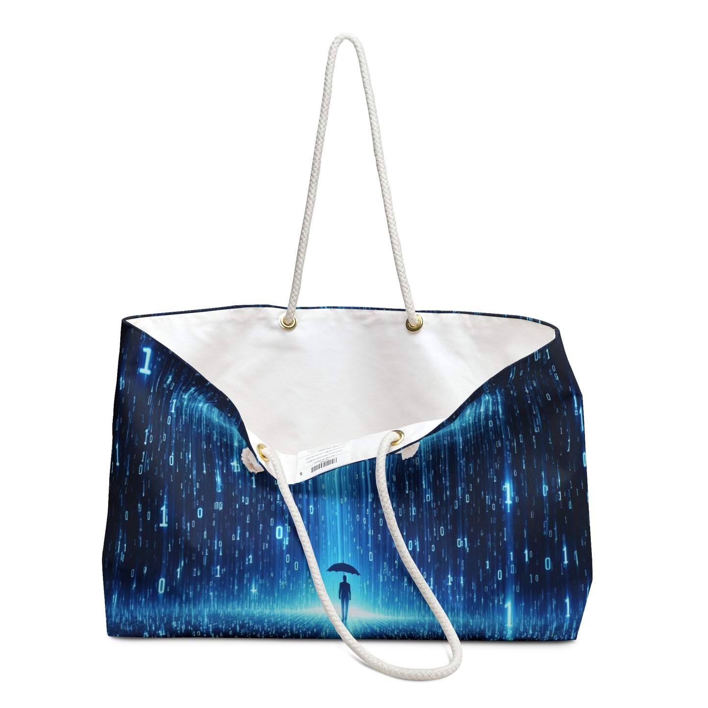 Binary Code Design Computer Matrix Weekender Tote AI theme Grocery Shopping Bag Techie Large Gift Bag Computer Programmer Tote