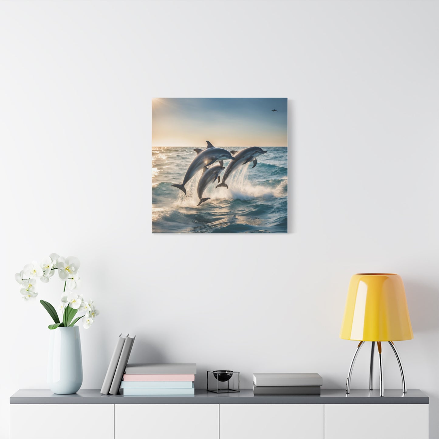 Dolphins Print Wall Art | Matte Canvas, Stretched, 1.25" | Animal Lover | Oceanic | Sea Life |