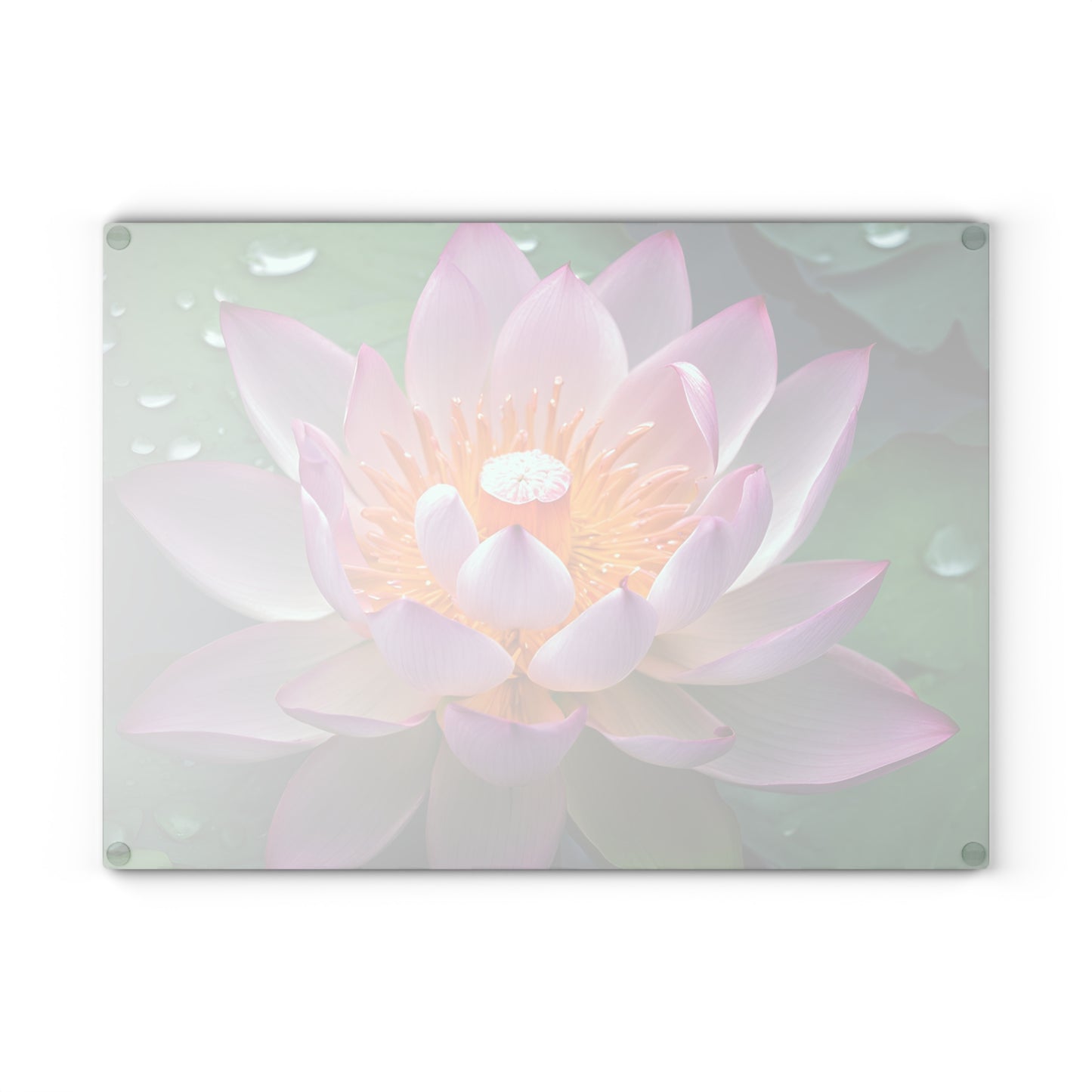 Kitchen Decor Glass Cutting Board Serving Tray with Lotus Flower Design Cutting Board Gift for Home Cook Charcuterie Board