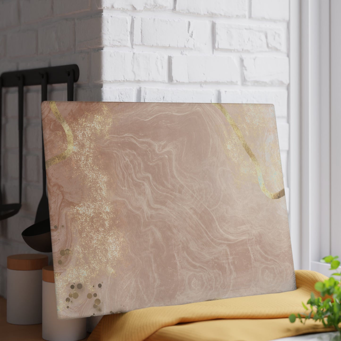 Kitchen Decor Glass Cutting Board Serving Tray with Quartz-look Design Cutting Board Gift for Home Cook Fun Marble-look Charcuterie Board
