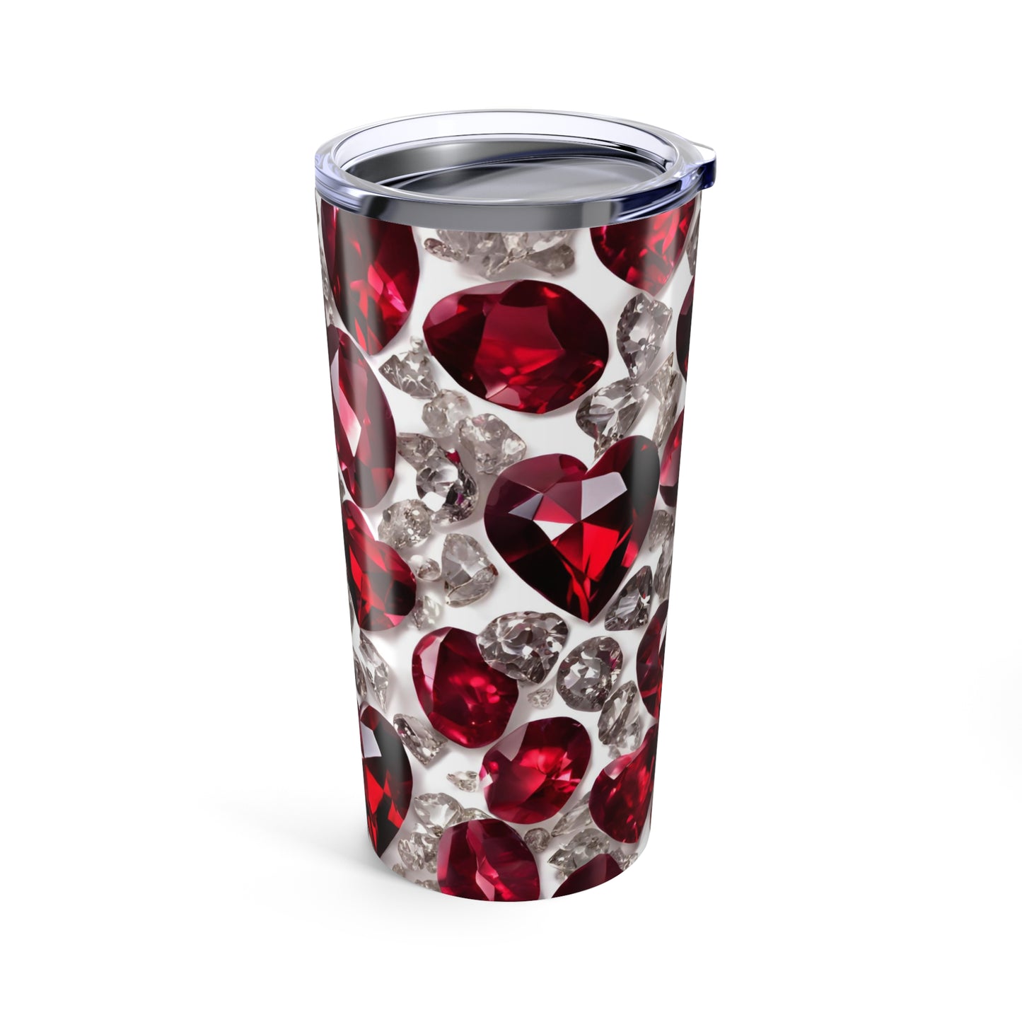 Ruby and Diamond Hearts Tumbler Valentine's Gift for Her Love Friendship Gift Tumbler Gemstone Lover Rhinestone Crystal Design Tumbler