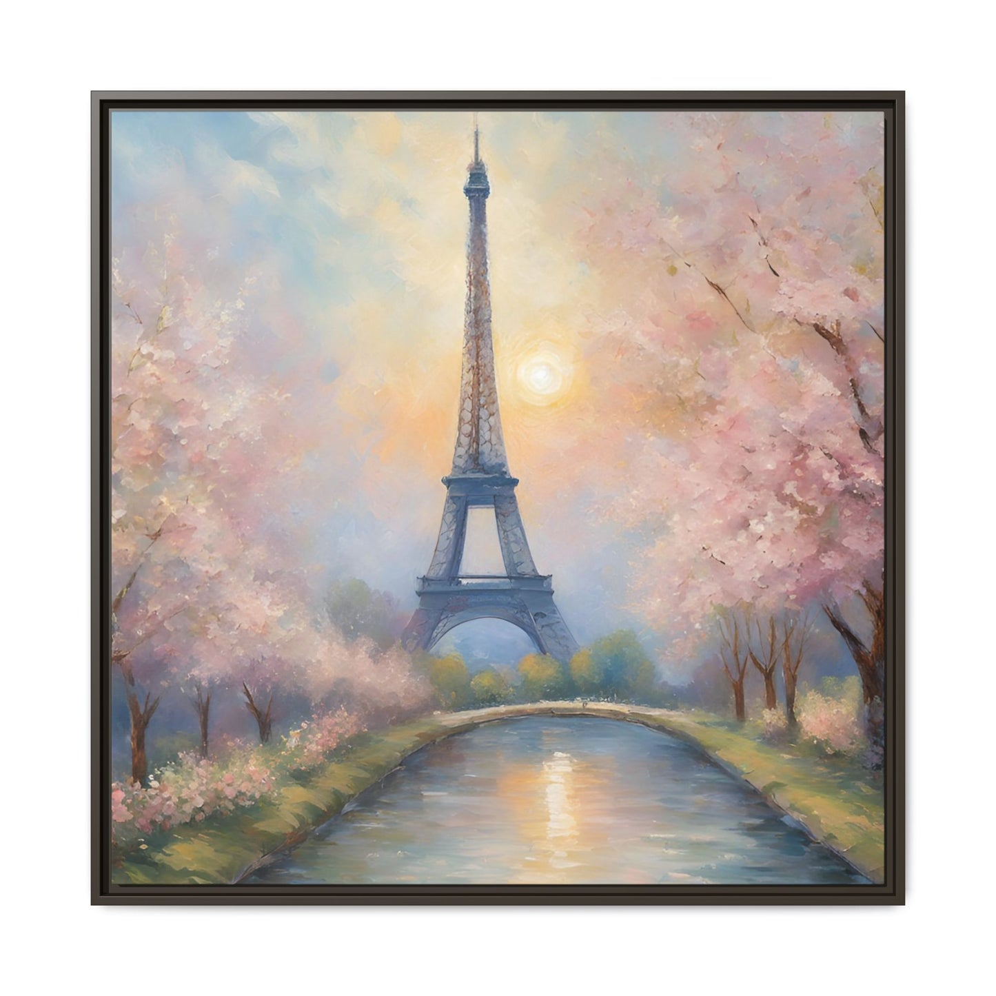Modern Abstract Pastel Eiffel Tower Design Unique Framed Colorful Canvas Landscape Wall Art Paris France Gift Landscape Gift 3 frame colors