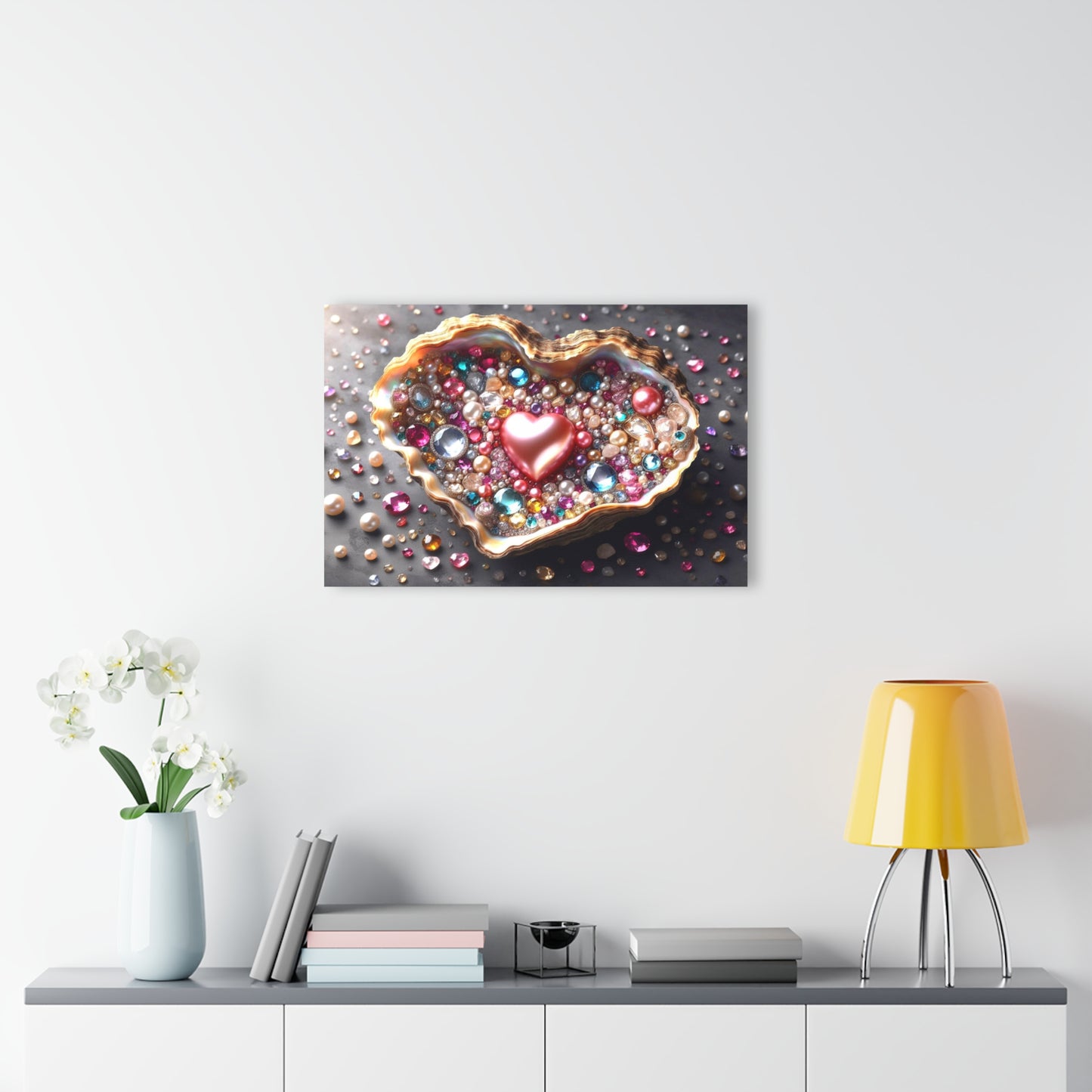 Heart-shaped Pearl in Oyster Shell Acrylic Print with French Cleat Salt-life Oceanic Nature Wall Art Beachy Relaxing Artwork Modern Decor