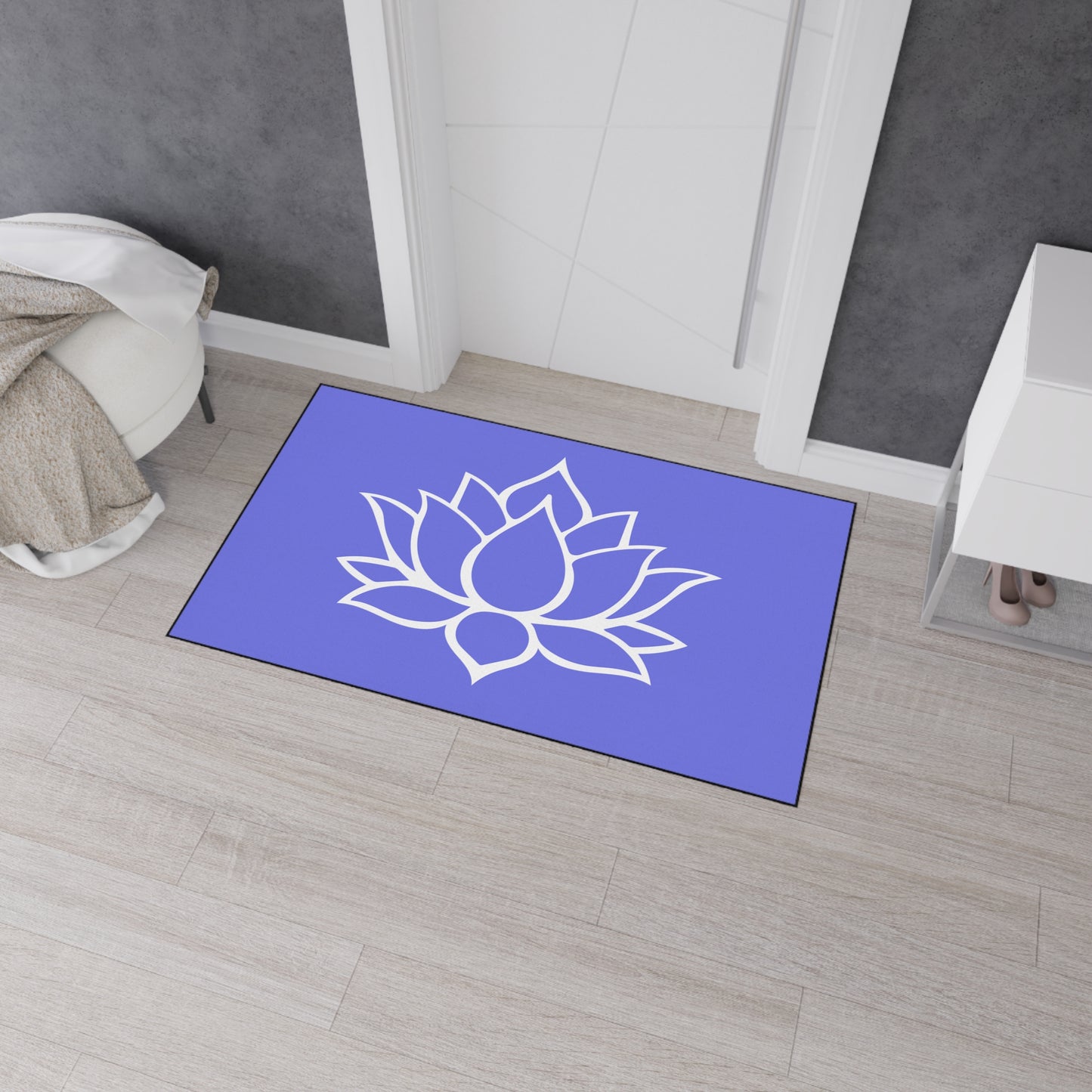 Decorative Heavy Duty Non-Slip Floor Mat Stylish Design Perfect for Entryway Kitchen Décor Lotus Blossom Floral Design Rug Bath Mat
