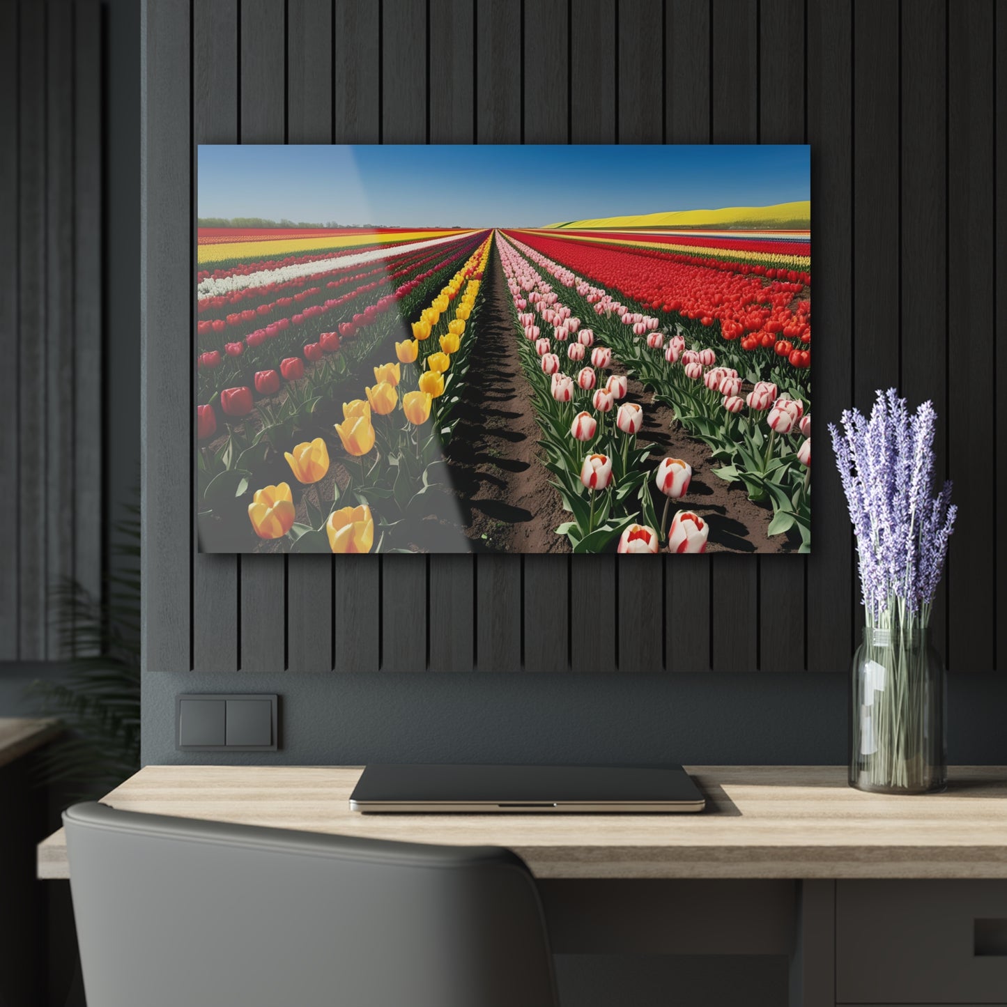 Large Floral Field of Tulips Design Acrylic Print with French Cleat Nature Lover Wall Art Flower Lover Gift Artwork Modern Garden Home Decor