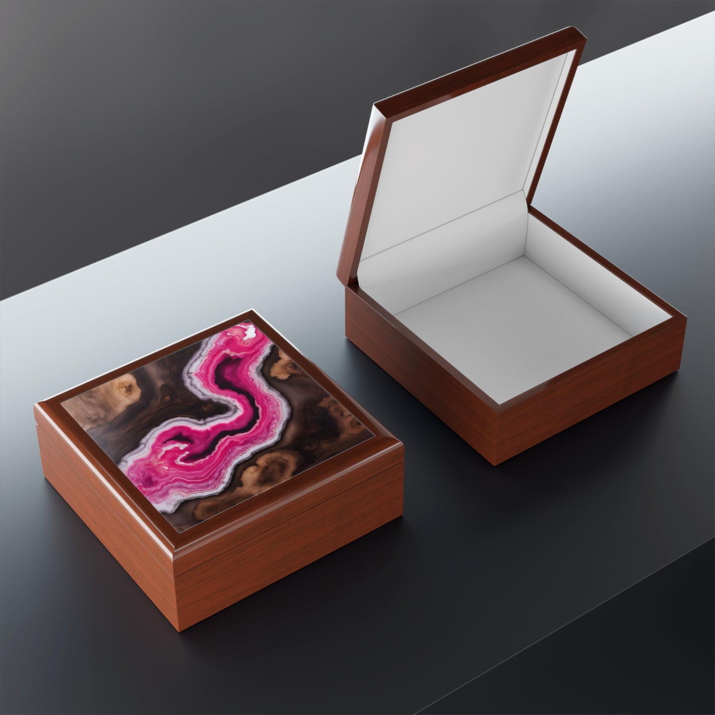 Unique Art Print Design Jewelry Box Trinket Box Bedroom Dresser Decor Vanity Gift Box - 3 colors to choose from