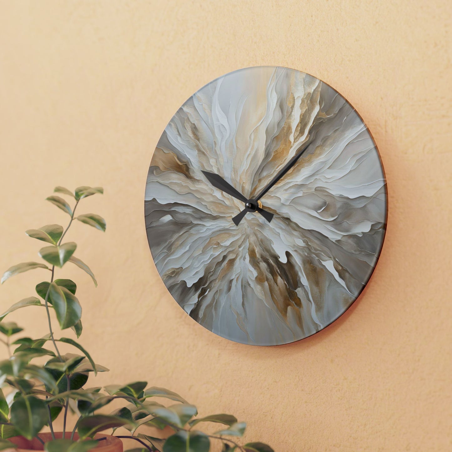 Abstract Floral Design Acrylic Office Clock Unique Colorful Wall Clock for Kitchen or Living Room Nature Lover Gift Flower Art Design