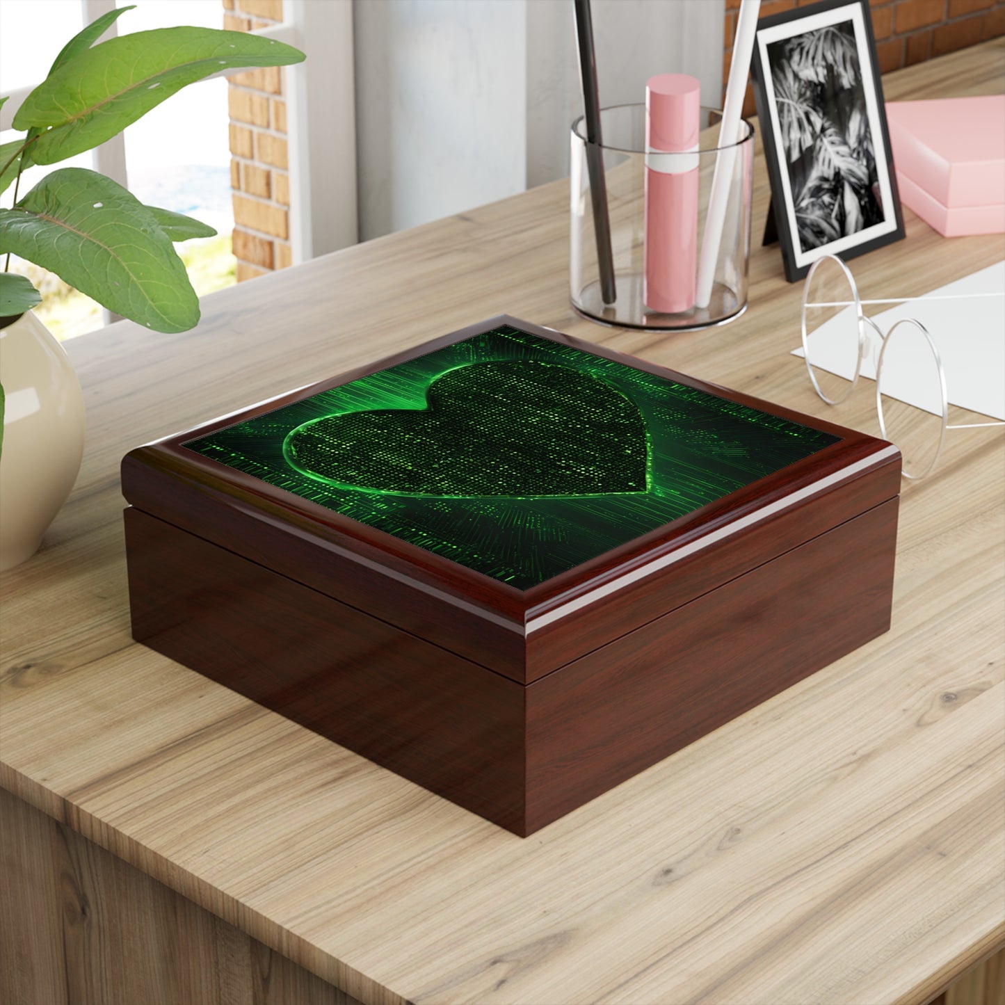 Unique Computer Matrix Art Print Design Jewelry Box Trinket Box Bedroom Dresser Decor Vanity Gift Box - 3 colors to choose from