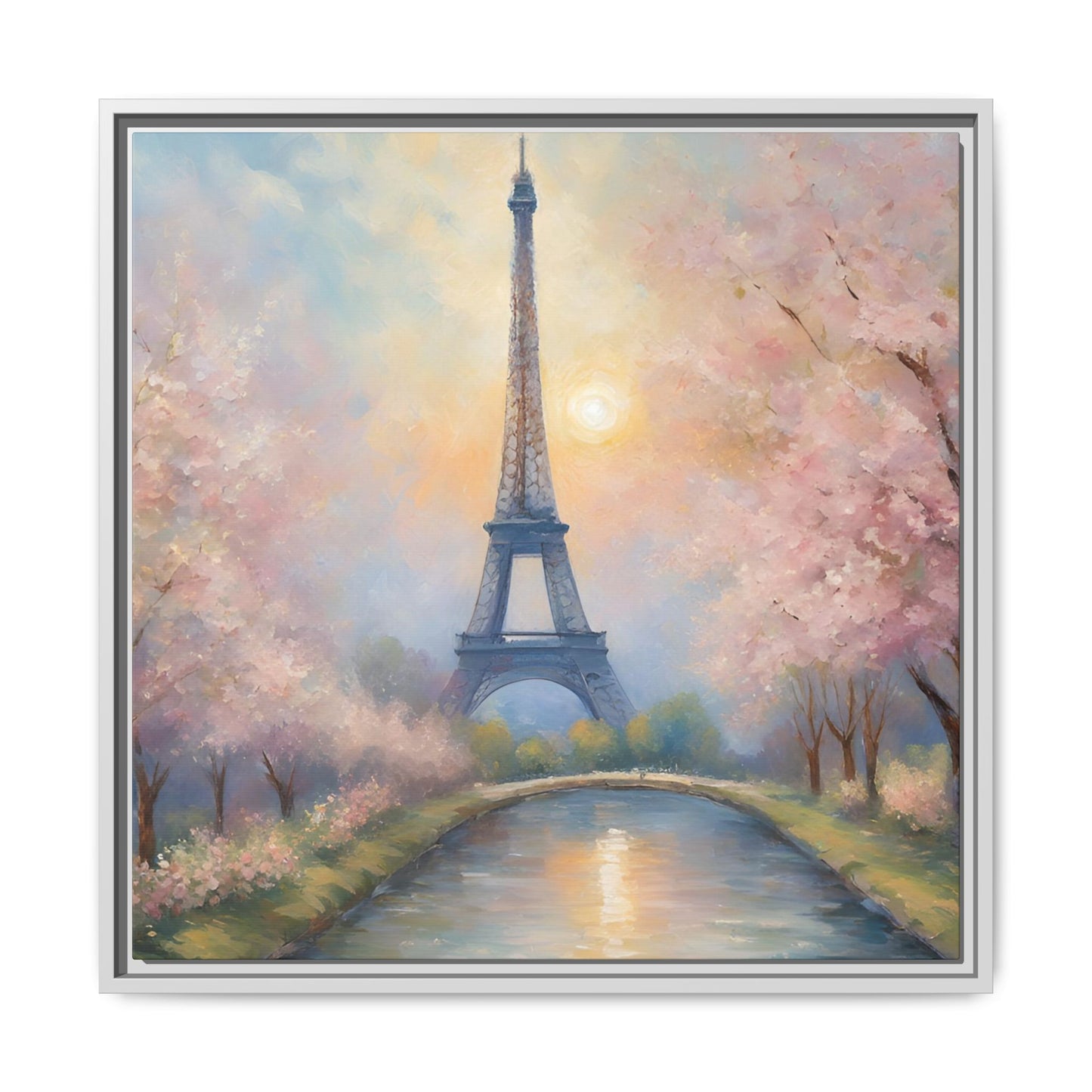Modern Abstract Pastel Eiffel Tower Design Unique Framed Colorful Canvas Landscape Wall Art Paris France Gift Landscape Gift 3 frame colors