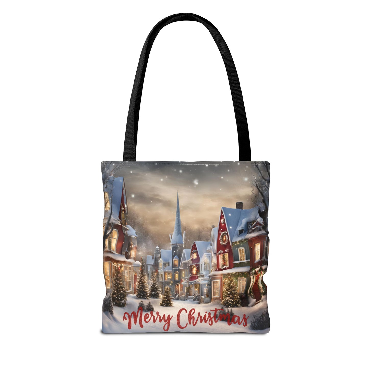 Christmas Tote Bag Holiday Cheer Gift Glam Winter Accessory Reusable Snowy Winter Town Shopping Bag Xmas Joy Gift Unisex Bag for Him Her