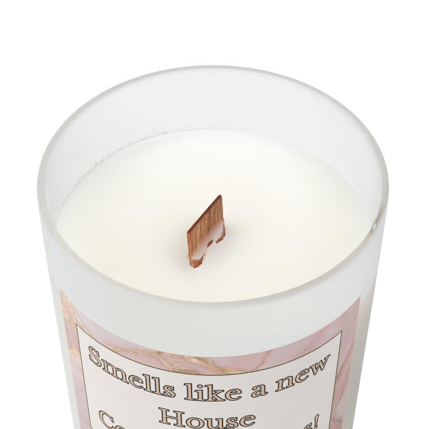 Artisanal Coconut Soy Frosted Glass Candle with Wooden Wick and Raw Maple Lid 11 oz Hand Poured Candle for New Home Owner 50 hrs burn time