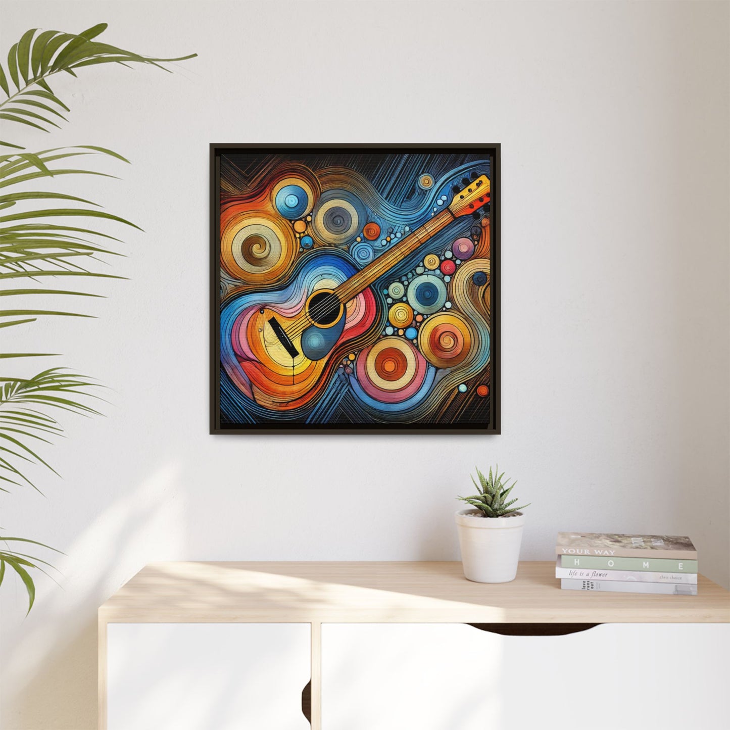 Modern Music-Themed Print Abstract Design Unique Framed Canvas Print Guitar Wall Art Music Lover Gift Decor 3 frame colors