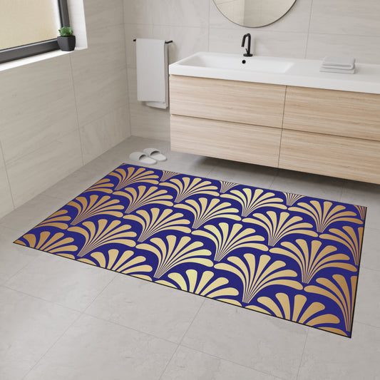 Decorative Heavy Duty Non-Slip Floor Mat Stylish Design Perfect for Entryway Kitchen Décor Blue Floral Geometric Design Rug Bathroom Mat