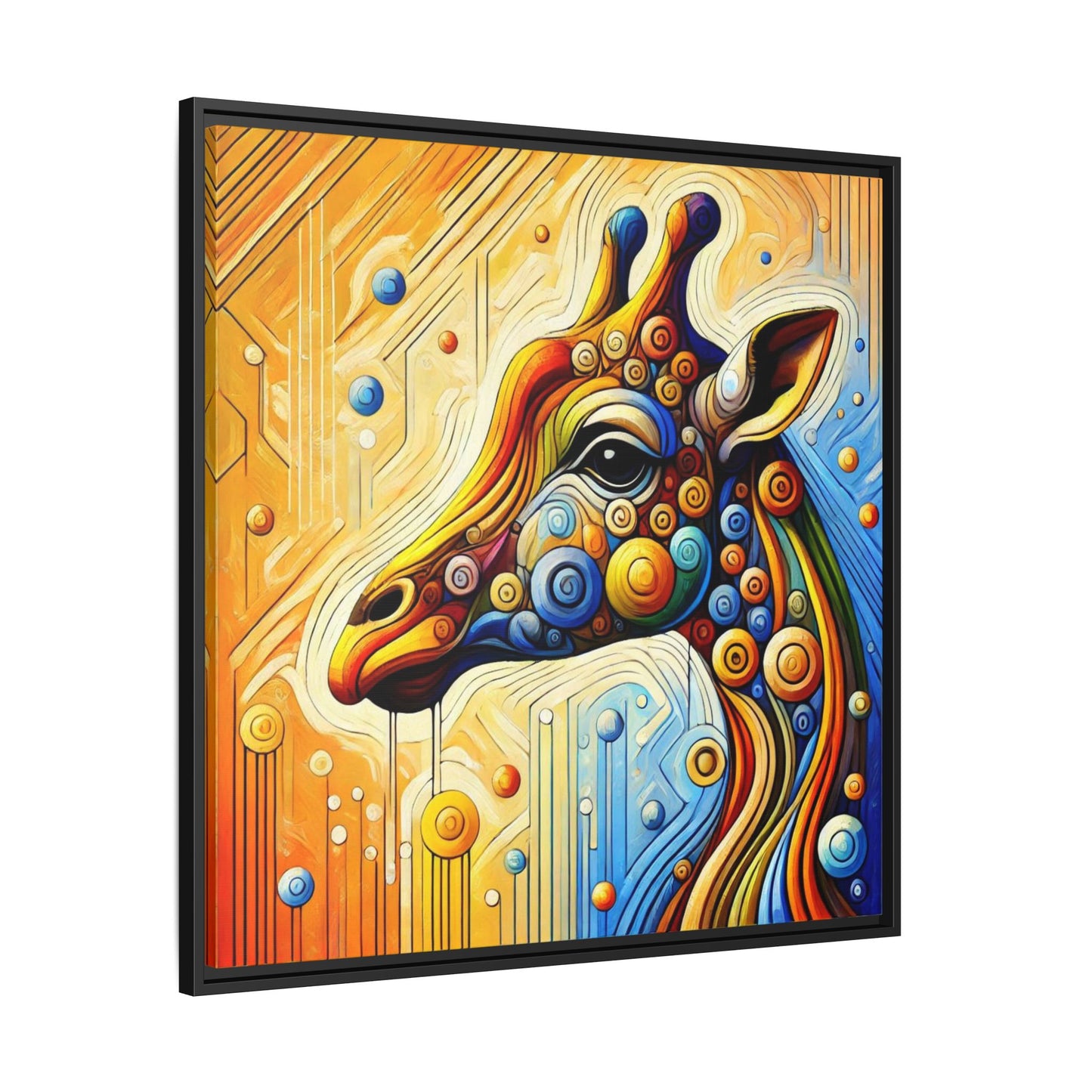 Modern Giraffe Print Abstract Design Unique Framed Canvas Print African Wall Art Animal Lover Gift Nature Lover Decor 3 frame colors