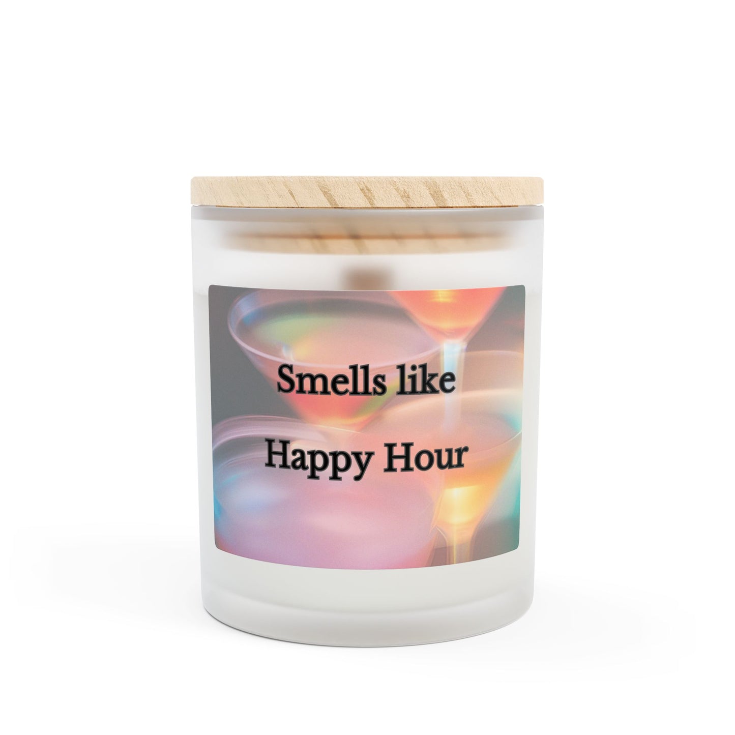 Artisanal Coconut Soy Frosted Glass Candle with Wooden Wick and Raw Maple Lid 11 oz Hand Poured Happy Hour Cocktails Candle 50 hr burn time