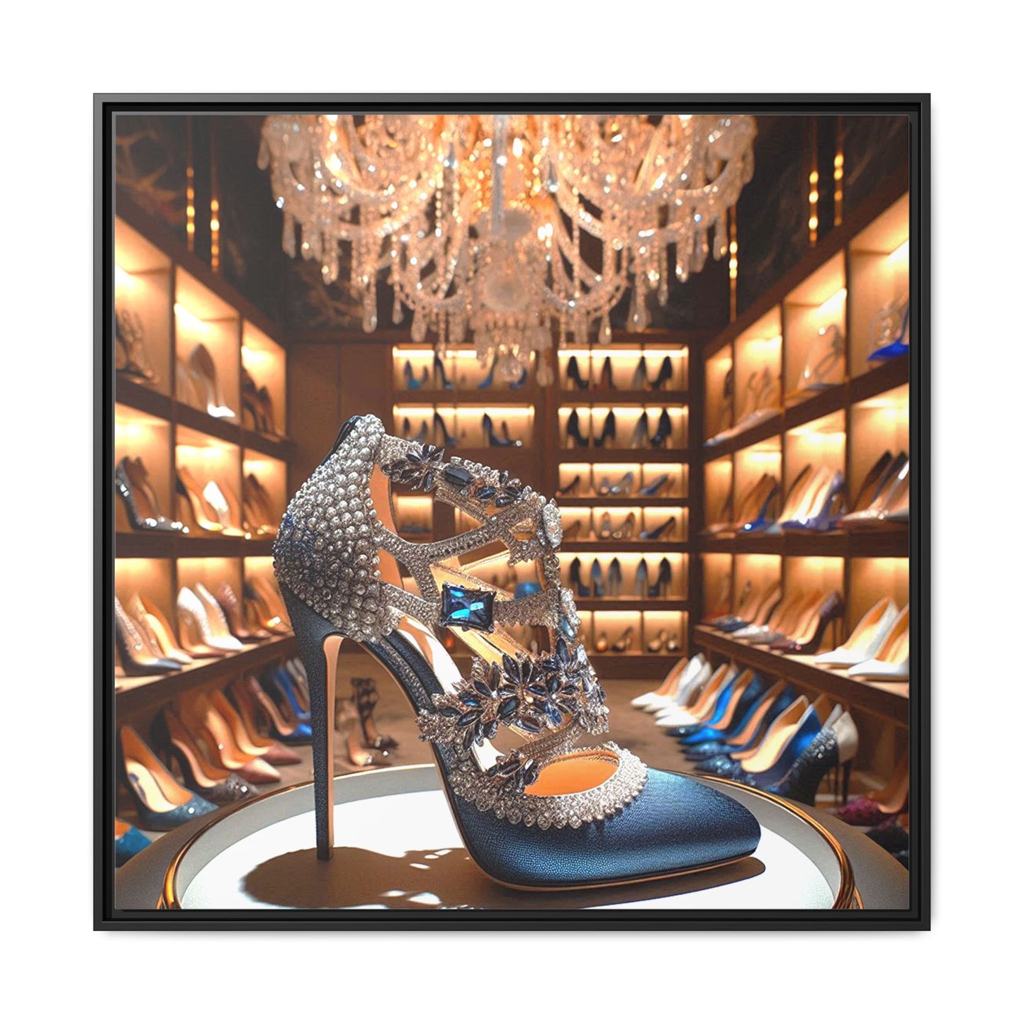 High Heel Shoe Framed Canvas Print Wall Art Unique Fashion Designer Style Haute Couture Shoe Lover Fashionista Gift Decor 3 Frame Colors
