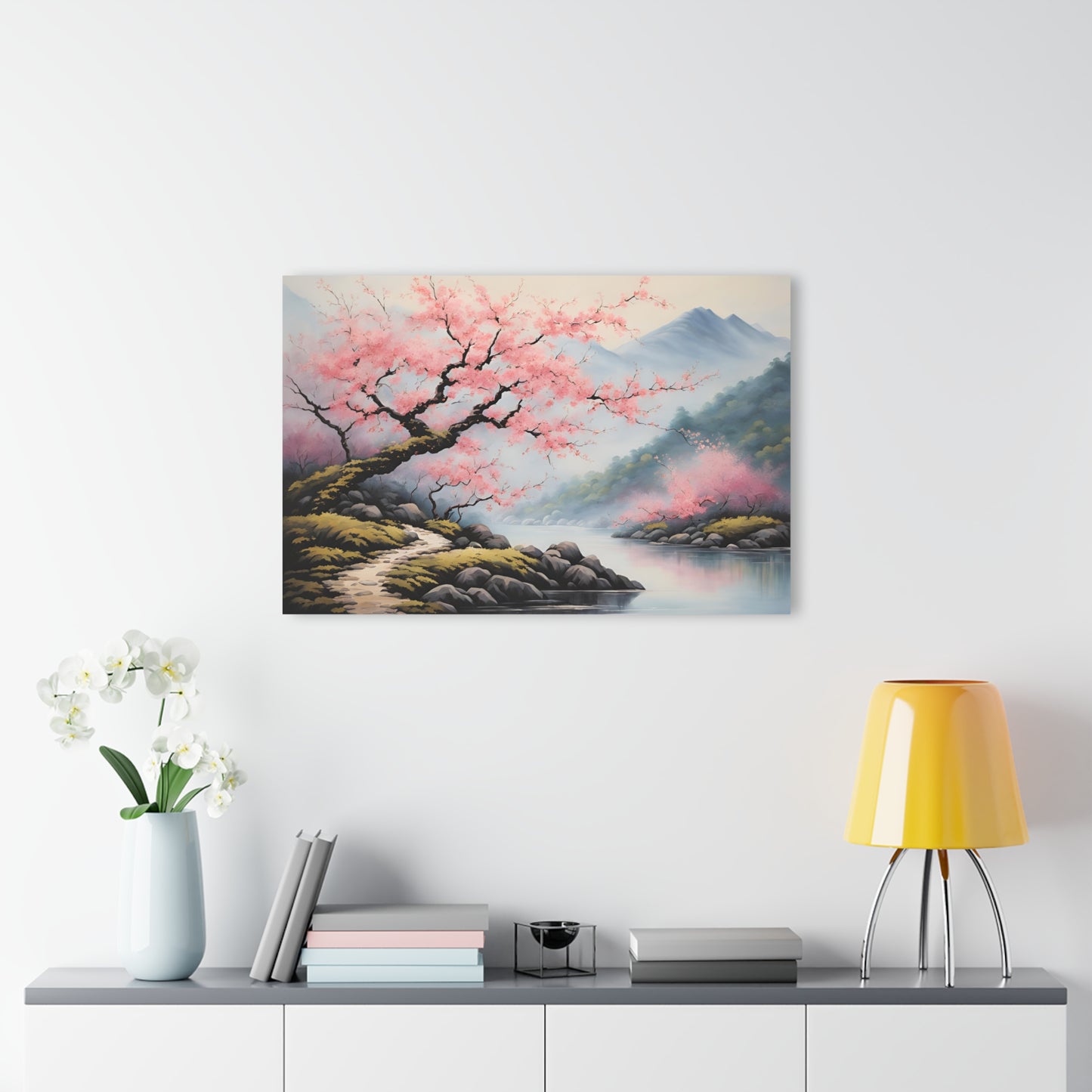 Large Asian Floral Design Acrylic Print with French Cleat Nature Lover Wall Art Flower Lover Gift Art Modern Plum Cherry Blossom Home Decor