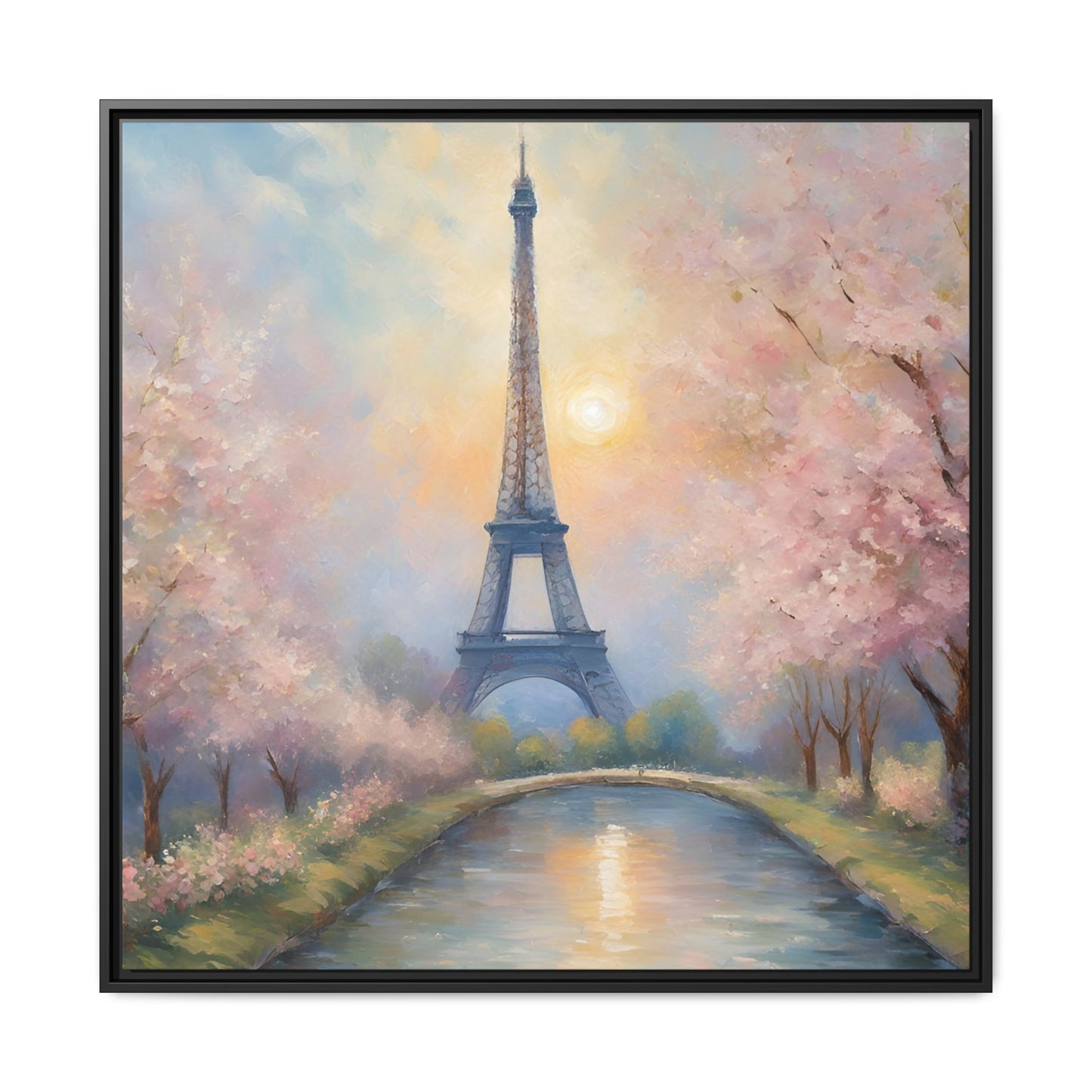 Modern Abstract Pastel Eiffel Tower Design Unique Framed Colorful Canvas Landscape Wall Art Paris France Gift Landscape Gift 3 frame colors