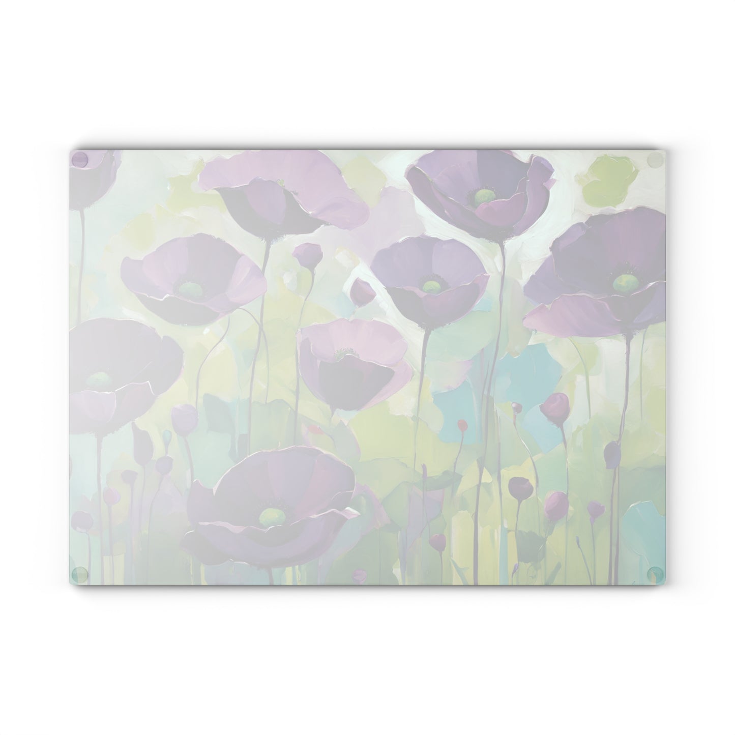Kitchen Decor Glass Cutting Board Serving Tray with Field of Flowers Pattern Cutting Board Gift for Home Cook Charcuterie Board