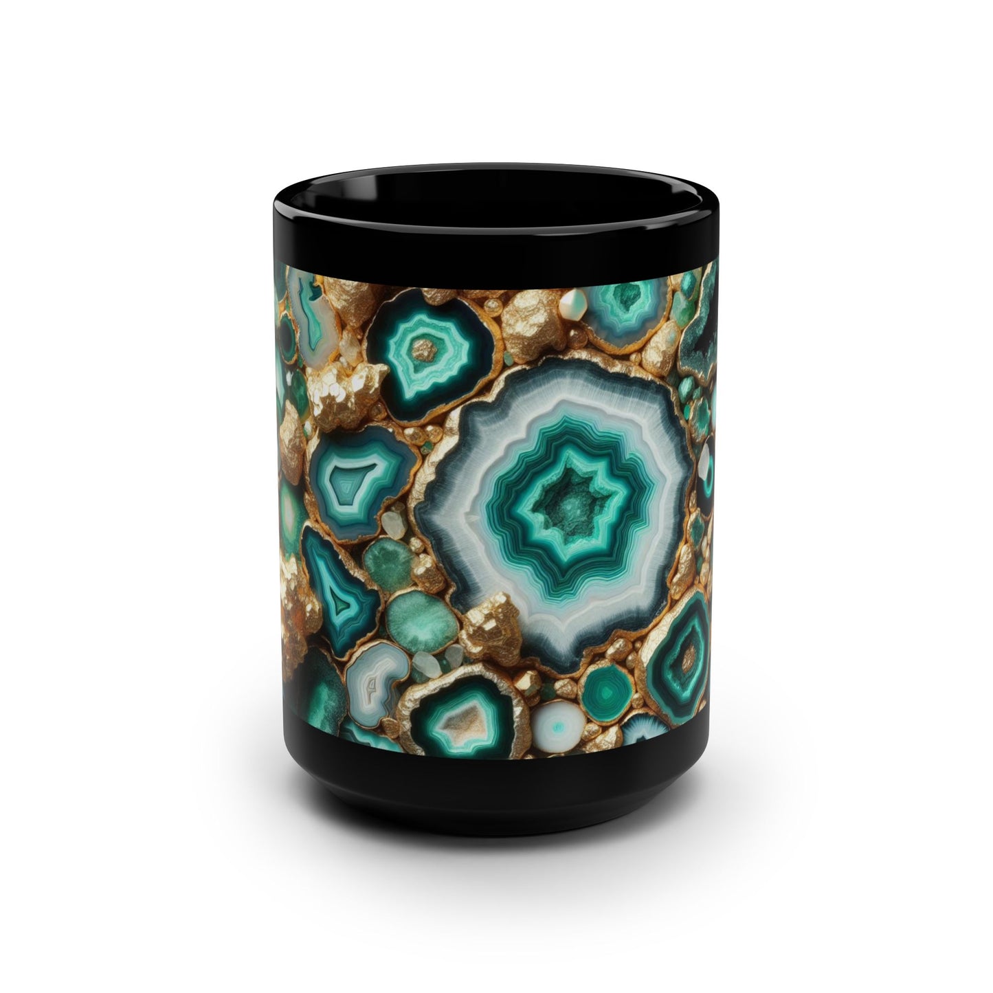 Ceramic Coffee Mug Quartz-Inspired Agate Image Nature Lover Ceramic Unique Colorful Teacup Geode Rock Gemstone Lover Ceramic 15 oz Mug