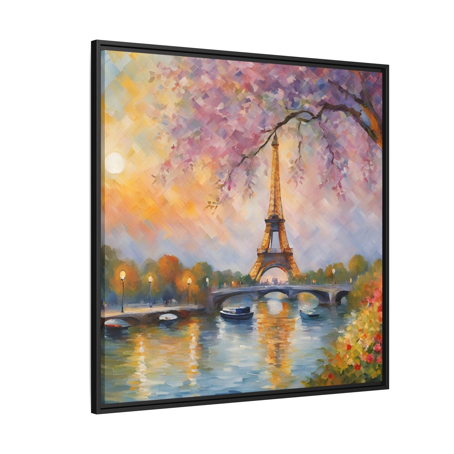 Modern Abstract Eiffel Tower Design Unique Framed Canvas Landscape Wall Art Paris France Gift Nature Lover Gift 3 frame colors
