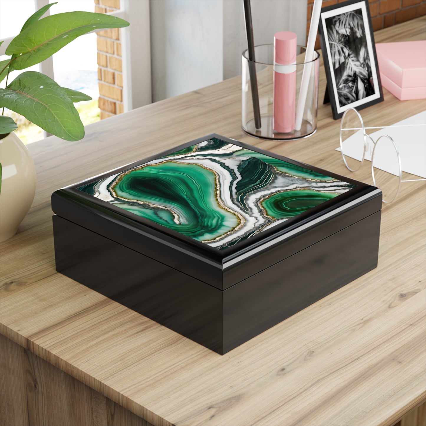 Unique Art Print Design Jewelry Box Trinket Box Bedroom Dresser Decor Vanity Gift Box - 3 colors to choose from