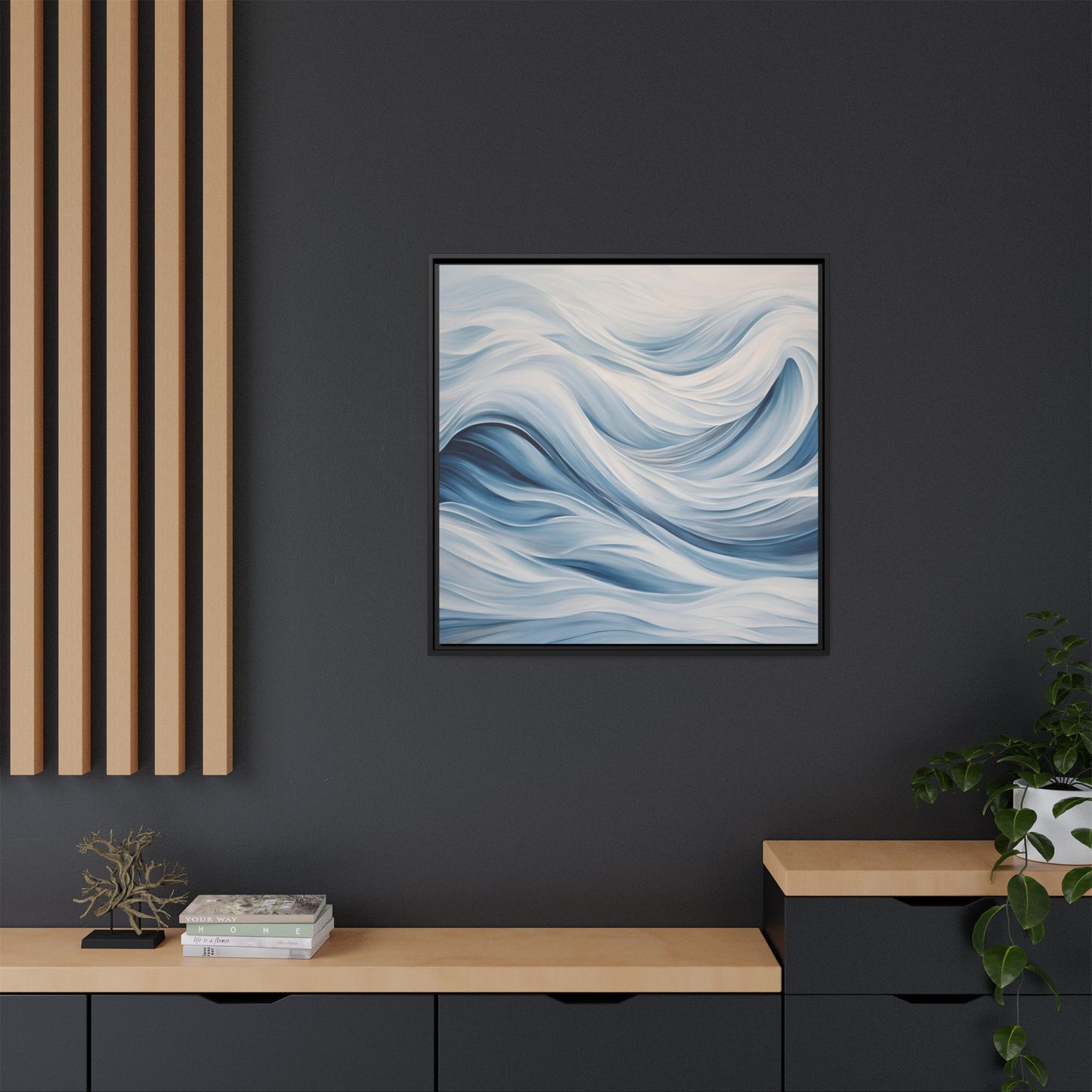Modern Abstract Wave Design Unique Framed Print Canvas Wall Art Ocean Beach Gift Nature Lover Gift Underwater Sea Lover Gift 3 frame colors