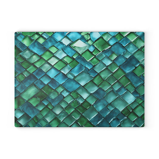 Kitchen Decor Glass Cutting Board Serving Tray with Glass Tile Design Cutting Board Gift for Home Cook Fun Glass Charcuterie Board