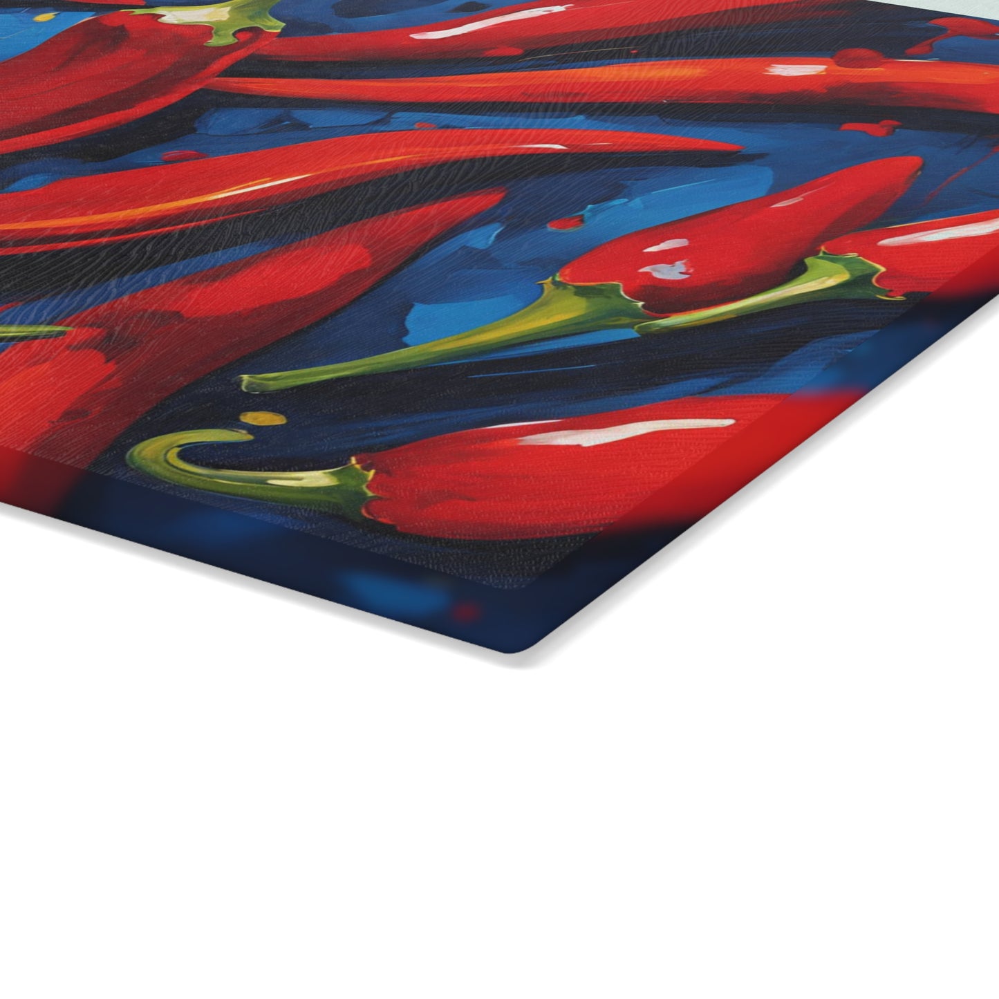 Kitchen Decor Glass Cutting Board Serving Tray with Red Hot Chili Peppers Pattern Cutting Board Gift for Home Cook Charcuterie Board