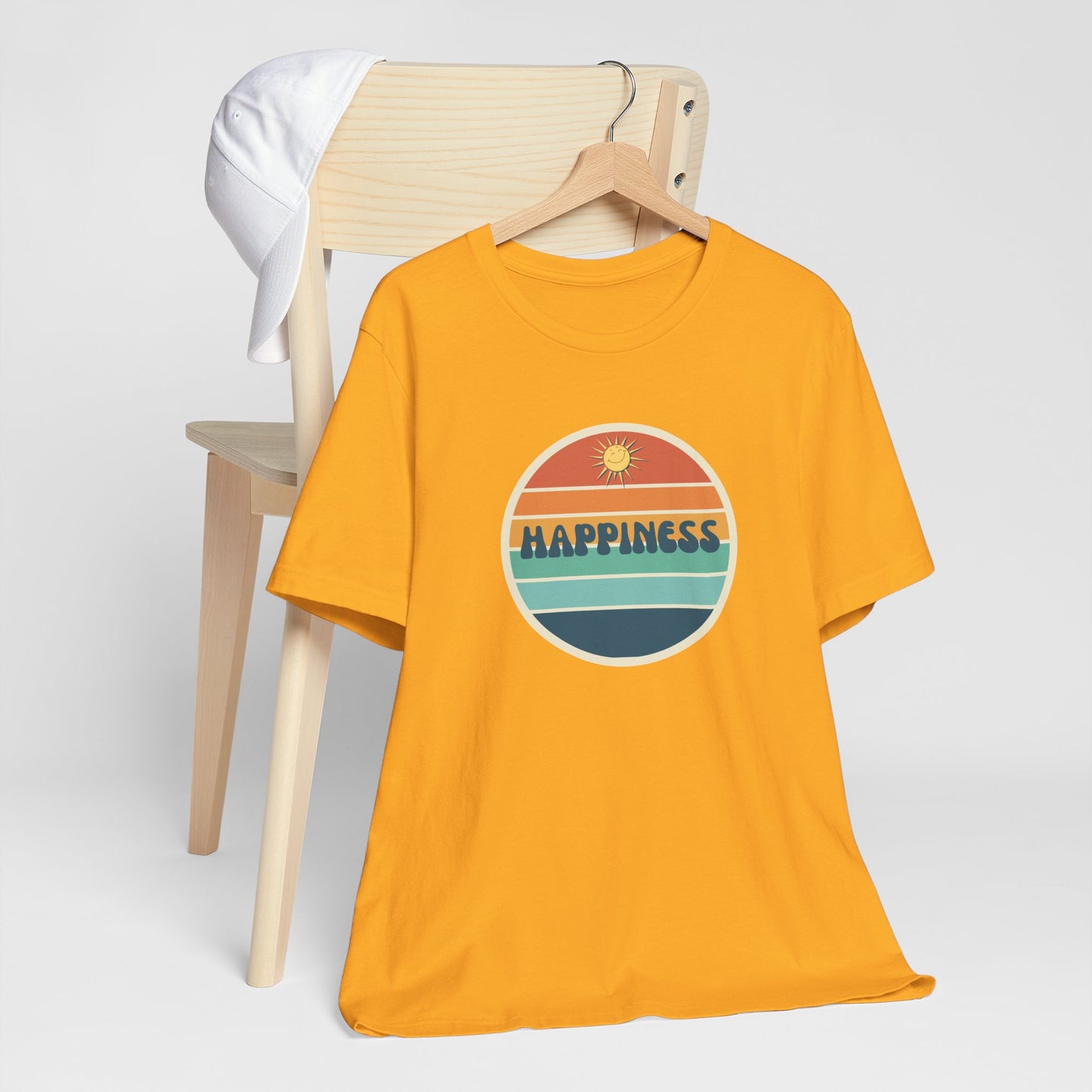 Happiness T-shirt | Unisex Uplifting Positivity Tee | Inspirational Happy Retro Sunshine Shirt |