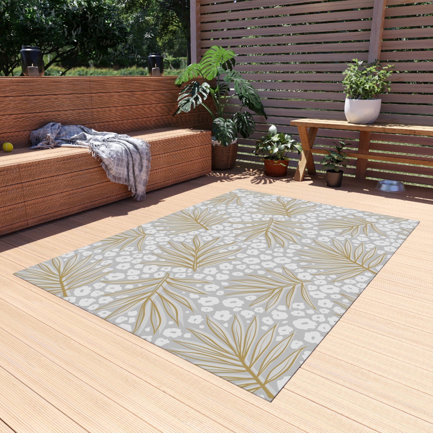 Chenille Outdoor Rug with No-Skid Backing Cozy Outdoor Carpet Patio Decor Gazebo Rug Pool Area Decor Outdoor Damask Pattern Kitchen Carpet
