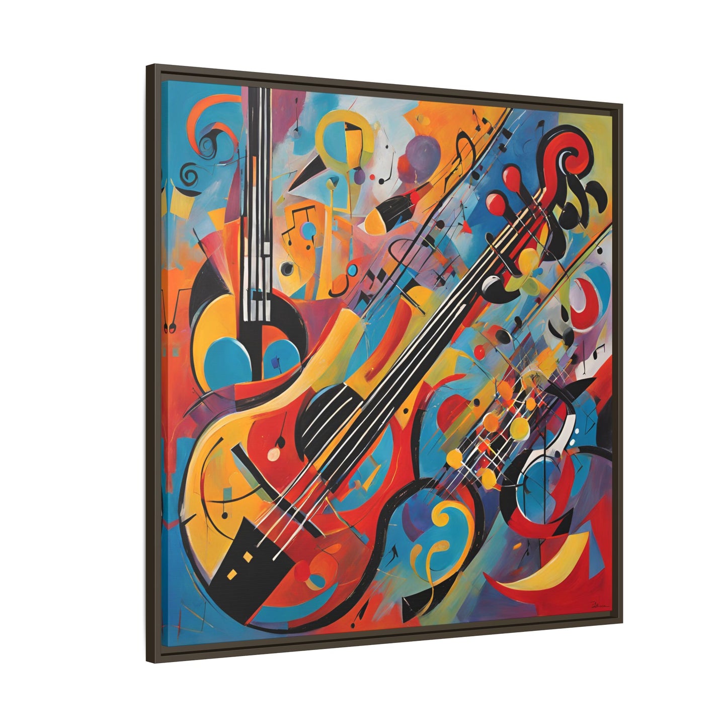 Modern Music-Themed Print Abstract Design Unique Framed Canvas Print Guitar Wall Art Music Lover Gift Decor 3 frame colors