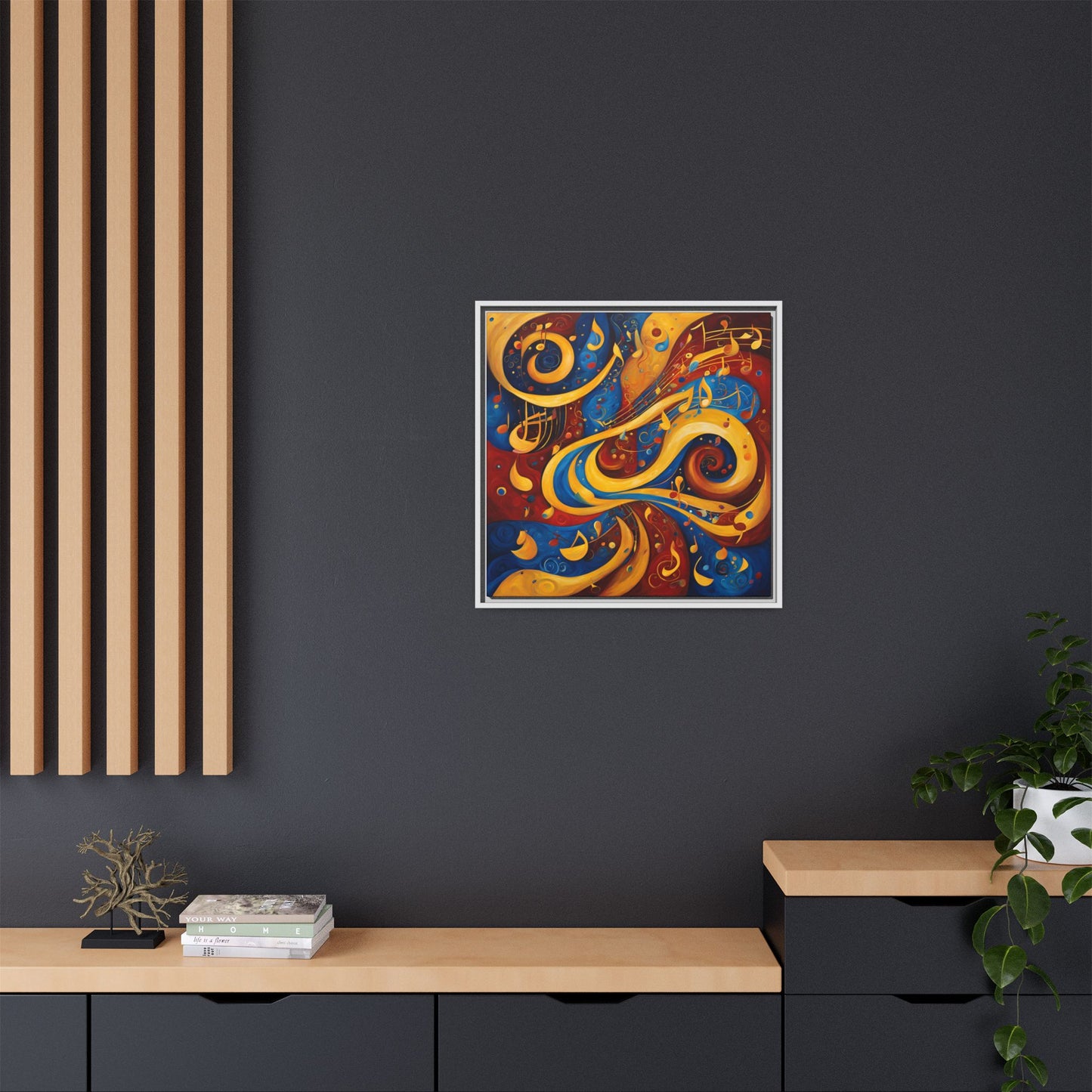 Modern Music-Themed Print Abstract Design Unique Framed Canvas Print Treble Clef Note Wall Art Music Lover Gift Decor 3 frame colors